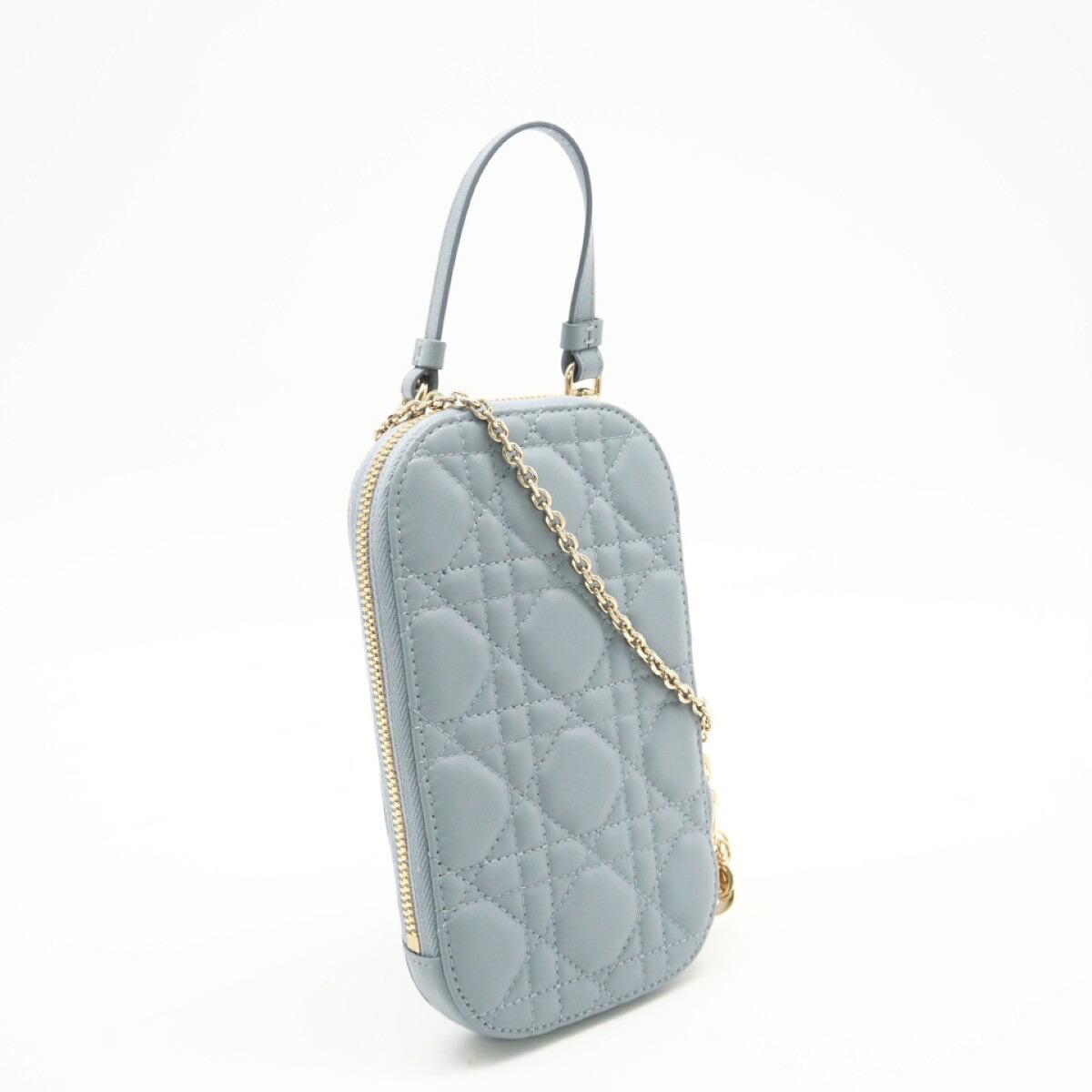 ★3日以内返品可★ 極美品 Christian Dior ディオール カナージュ 子ヒツジ人はだ Lady Dior Call\u0027インチ Dior 電話機保持者 S0872ONMJ_M81B 2wayショルダーバッグ 青み 子ヒツジ人はだ レディース【中古】
