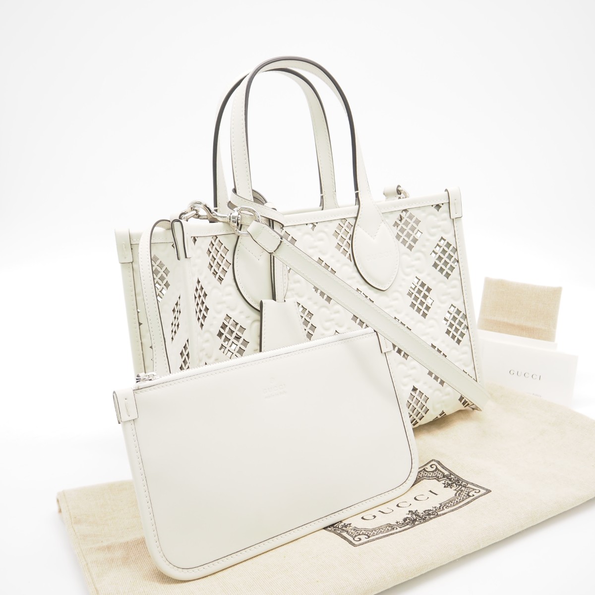 ★3日以内返品可★ 極美品 GUCCI グッチ なめし革 オフィディア スモール トートバッグ 777192 2wayハンドバック 白いこと なめし革 レディース【中古】