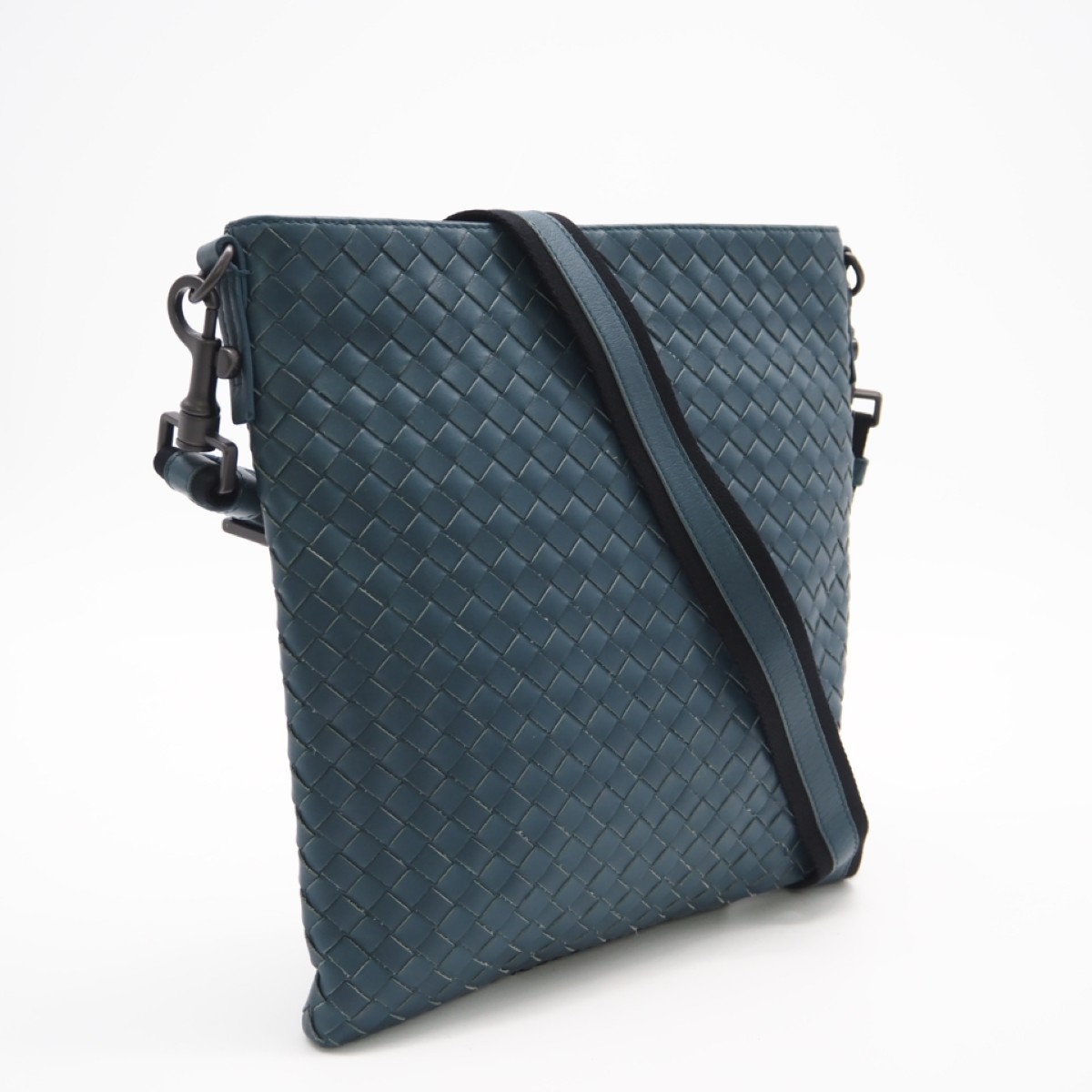 ★3日以内返品可★ 美品 BOTTEGAVENETA ボッテガヴェネタ イントレチャート小 レザー ショルダーバッグ 577534 VBOC6 ショルダーバッグ グリーン カーフレザー メンズ【中古】