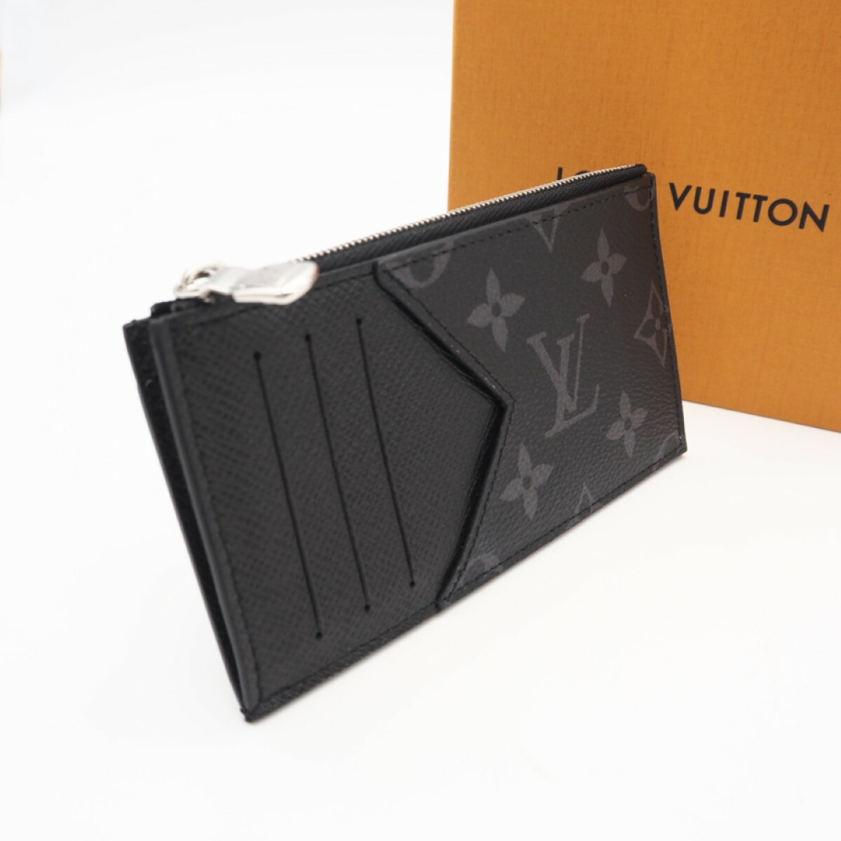 ★3日以内返品可★ 極美品 LOUIS VUITTON ルイ・ヴィトン モノグラム 星食 コインカードフォルダー M30271 コインケース 黒いこと 薄墨色 上塗り帆布 なめし革 メンズ【中古】