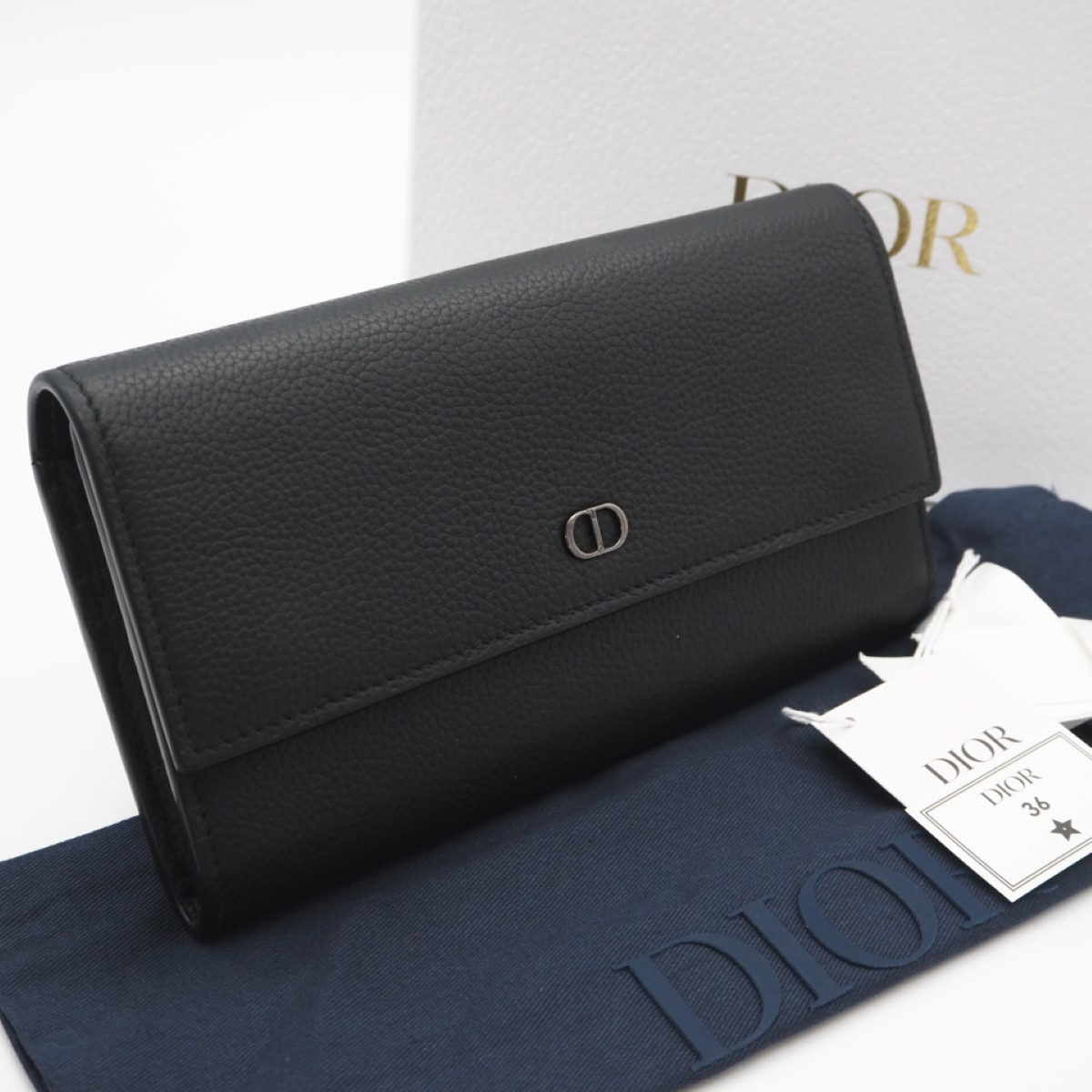 ★3日以内返品可★ 美品 Dior ディオール CDIcon ロング フラップウォレット 2ICBC348IDC_H08G 長財布 ブラック カーフレザー メンズ【中古】