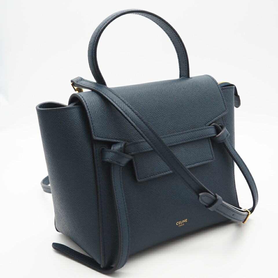 ★3日以内返品可★ 極美品 CELINE セリーヌ ナノ 三尺帯御徒面子 189003ZVA 2wayハンドバック 緑であること グレインカーフレザー レディース【中古】