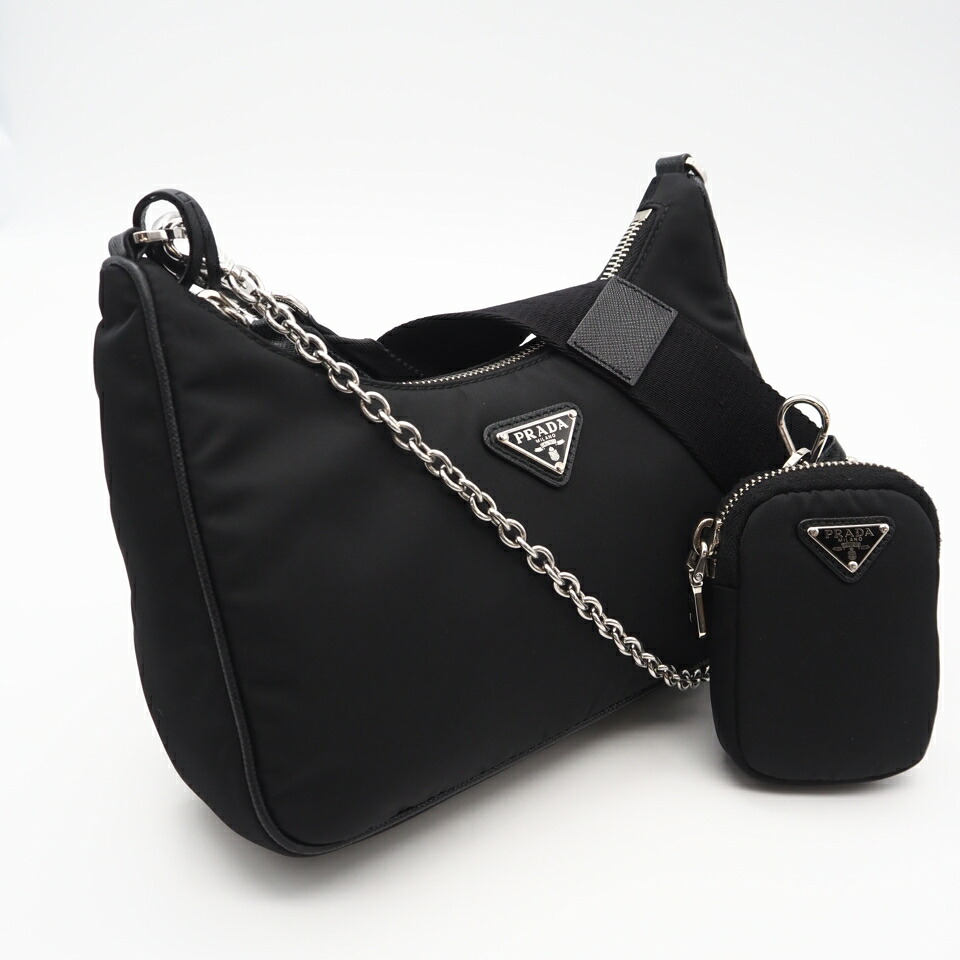 ★3日以内返品可★ 美品 PRADA プラダ サフィアーノ PRADA プラダ 1BH204 サフィアーノ Re-Edition 2005 Re-Nylon 黒いこと 御徒面子 1BH204 2wayショルダーバッグ 黒いこと ナイロン サフィアーノ レディース【中古】
