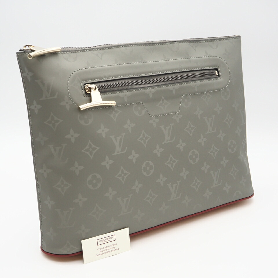 ★3日以内返品可★ 美品 LOUIS VUITTON ルイ・ヴィトン モノグラムチタニウム ポシェット全ての存在 M63240 クラッチペダル御徒面子 薄墨色 ベージュ 帆布 ヌメ革 メンズ【中古】