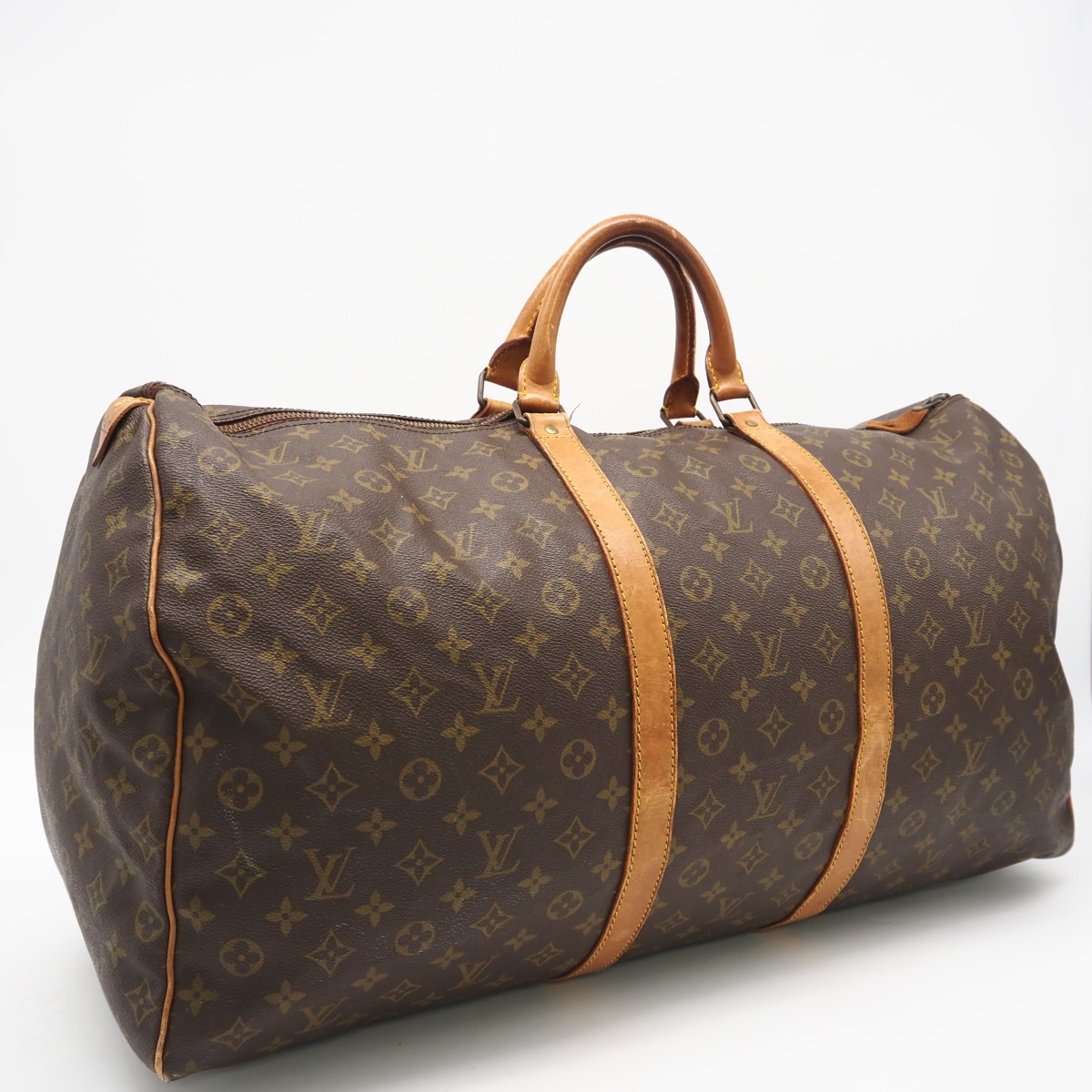 ★3日以内返品可★  LOUIS VUITTON ルイ・ヴィトン モノグラム 帆布 キーポル 60 M41422 ボストンバッグ 赤銅色 上塗り帆布 なめし革 メンズ【中古】