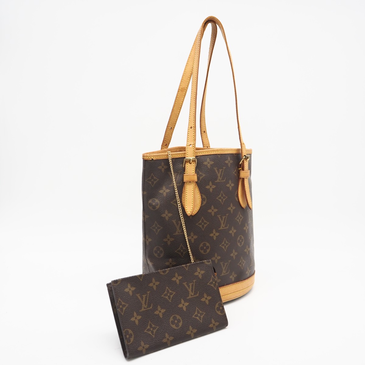 ★3日以内返品可★ LOUIS VUITTON ルイ・ヴィトン モノグラム キャンバス バケットPM M42238 ハンドバッグ ブラウン コーティングキャンバス レザー レディース【中古】 39,228円