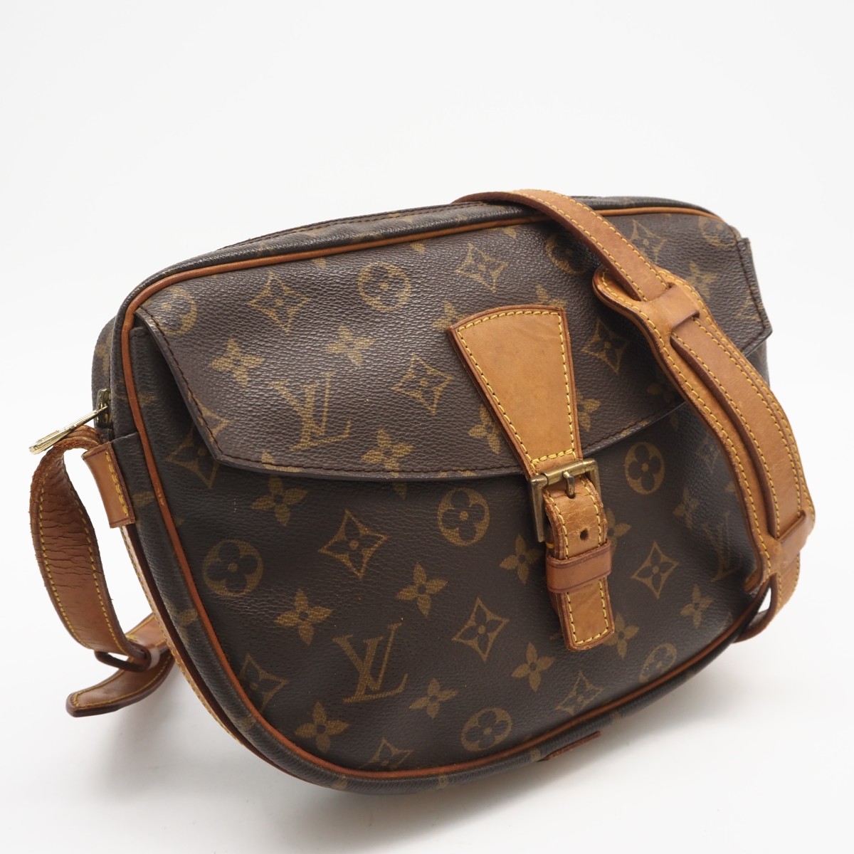 ★3日以内返品可★ LOUIS VUITTON ルイ・ヴィトン モノグラム キャンバス ジュヌフィーユGM M51225 ショルダーバッグ ブラウン コーティングキャンバス レザー レディース【中古】