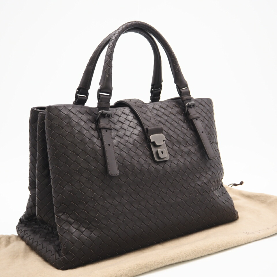 ★3日以内返品可★ 美品 BOTTEGAVENETA ボッテガヴェネタ イントレチャート ローマ ハンドバッグ 171265 ハンドバッグ ブラウン レザー レディース【中古】