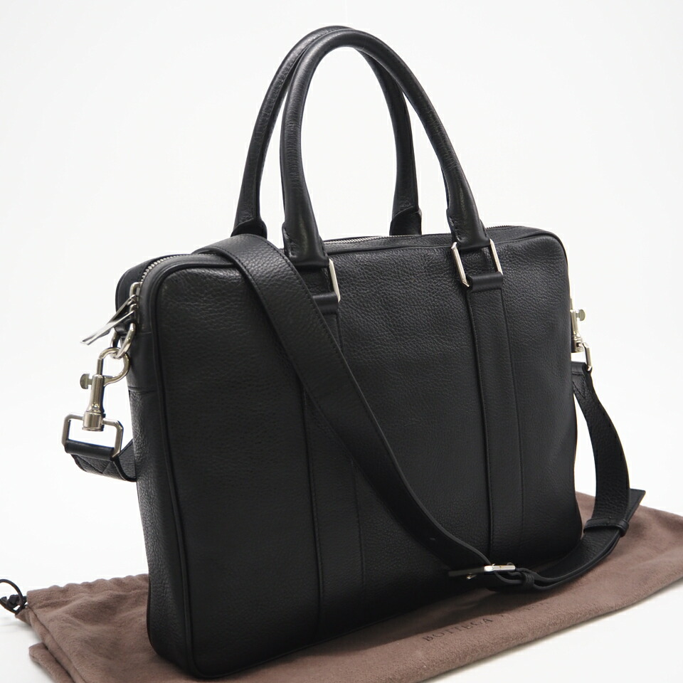 ★3日以内返品可★ 美品 BOTTEGAVENETA ボッテガヴェネタ レザー ブリーフケース 651581 2wayビジネスバッグ ブラック グレインカーフレザー メンズ【中古】