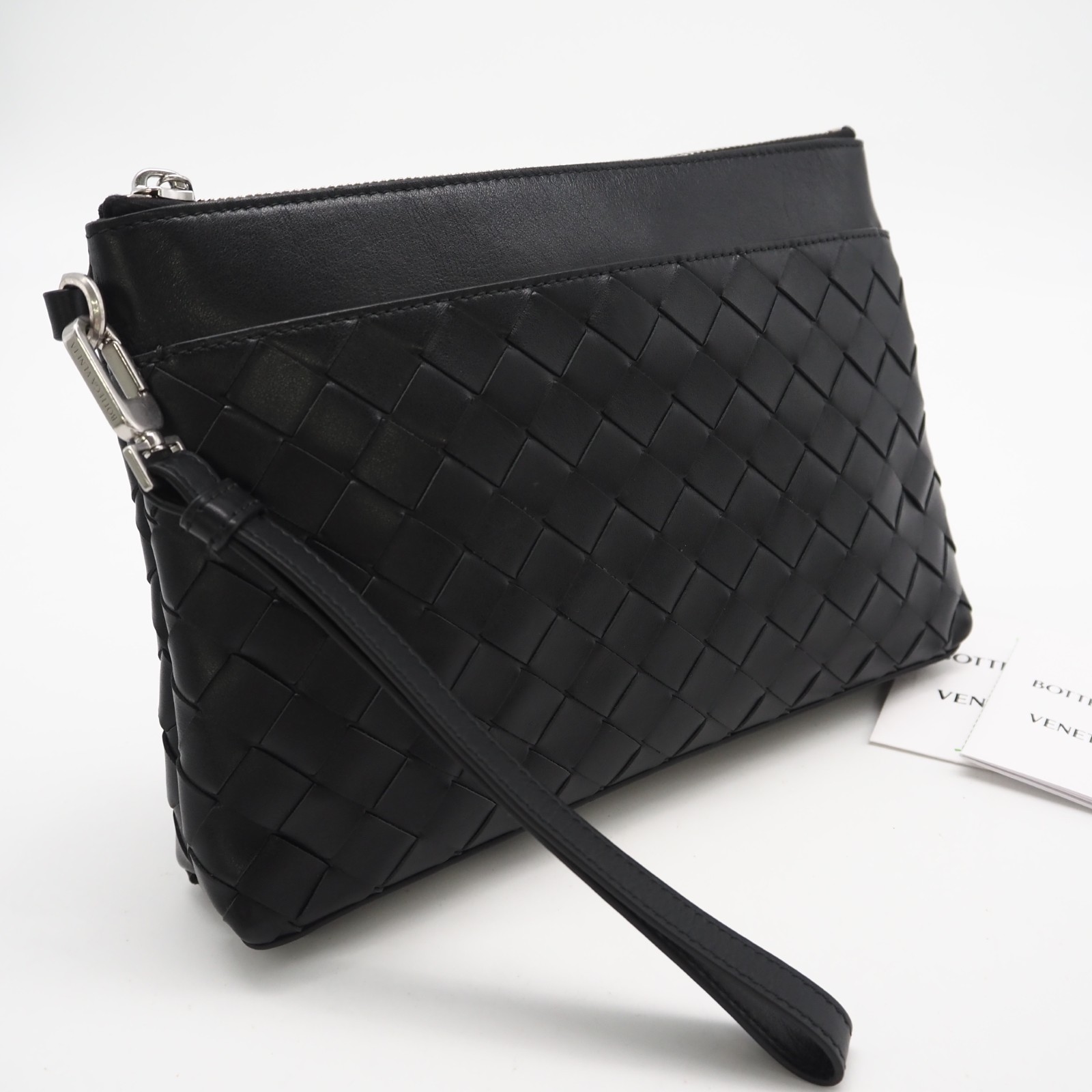 ★3日以内返品可★ 美品 BOTTEGAVENETA ボッテガヴェネタ イントレチャート プリズムポーチ アルドアーズ 795712 クラッチバッグ ブラック カーフレザー メンズ【中古】 39,052円