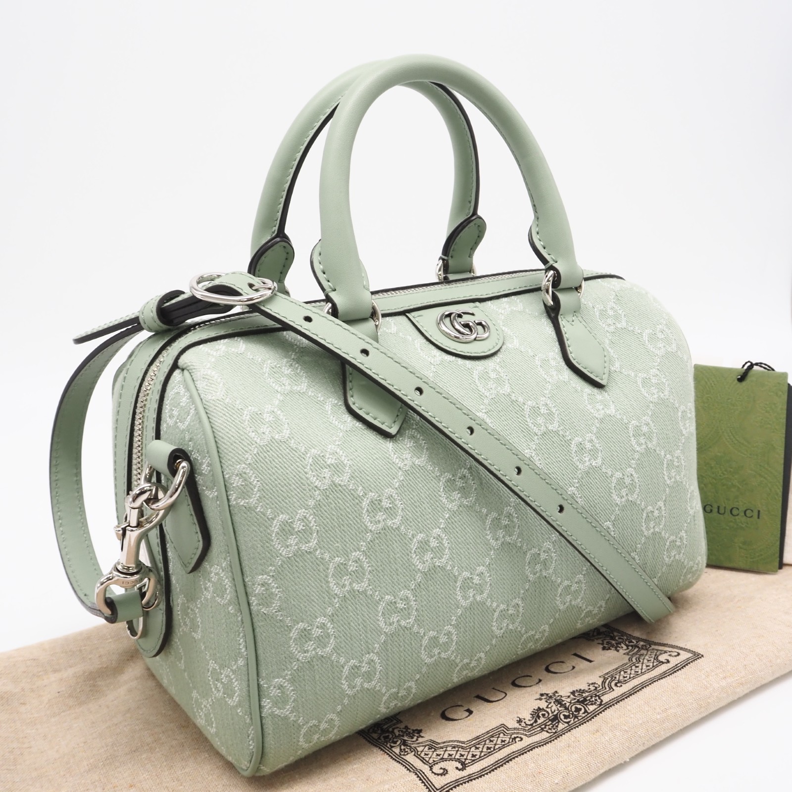 ★3日以内返品可★ 未当てはめる GUCCI グッチ オフィディア GG 帆布 スモール ボストンバッグ 772061 2wayハンドバック 緑であること 帆布 レディース【中古】