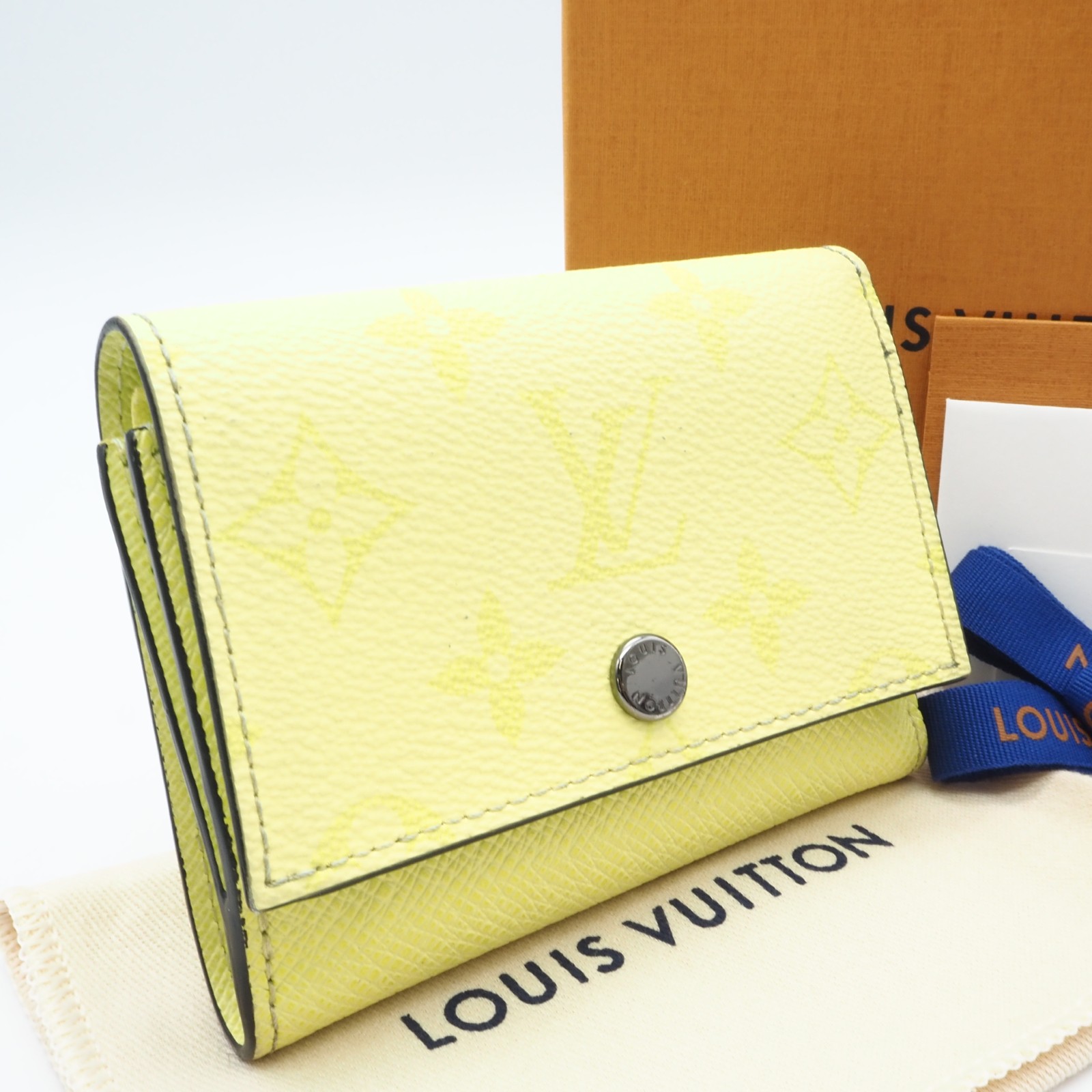★3日以内返品可★ 美品 LOUIS VUITTON ルイ・ヴィトン タイガラマ ヴィクター ウォレット 檸檬 M14129 三つ折り紙入れ 黄色 上塗り帆布 レディース【中古】