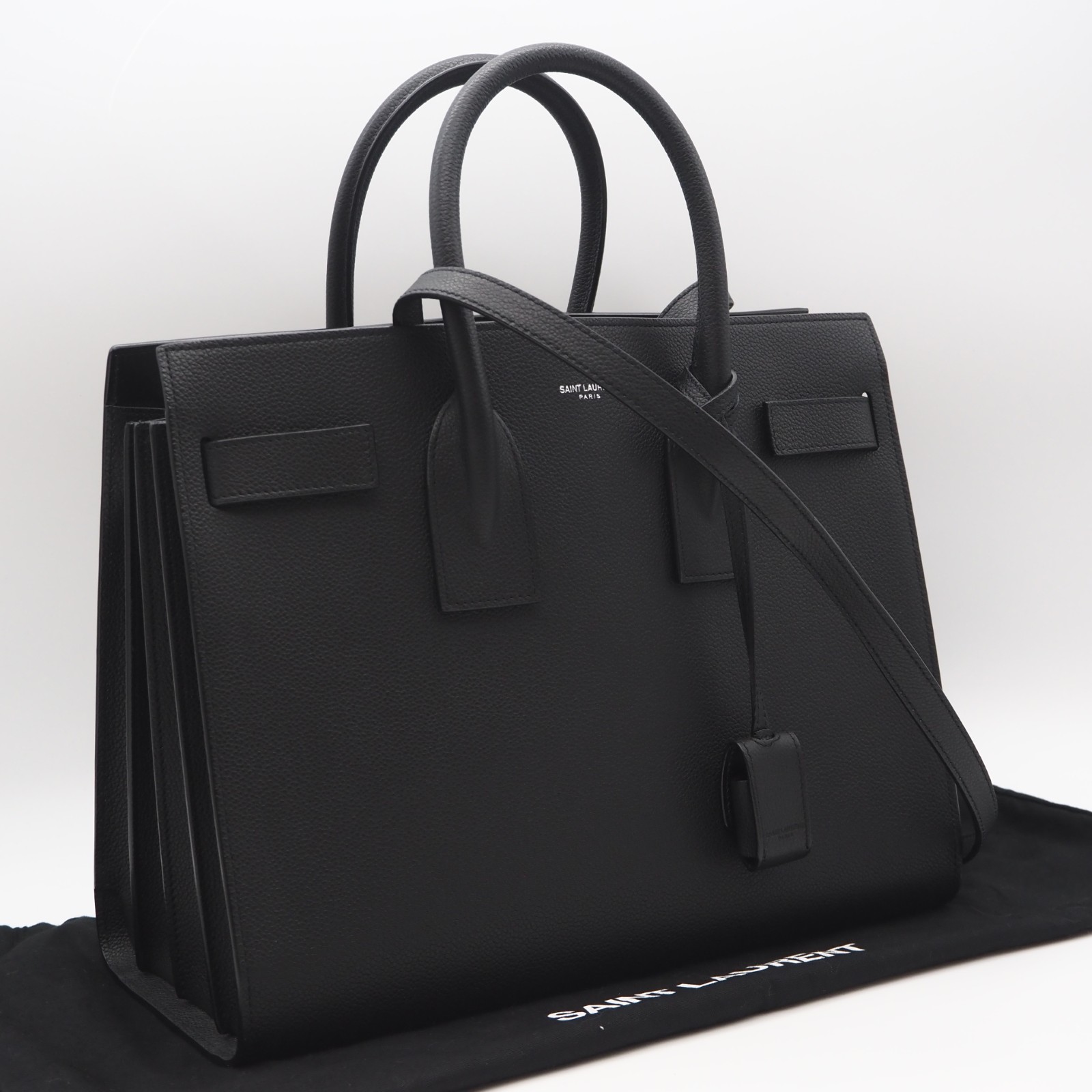 ★3日以内返品可★ 極美品 SAINT LAURENT サンローラン なめし革 サックドジュール 2WAY御徒面子 355153 2wayハンドバック 黒いこと カーフレザー レディース【中古】