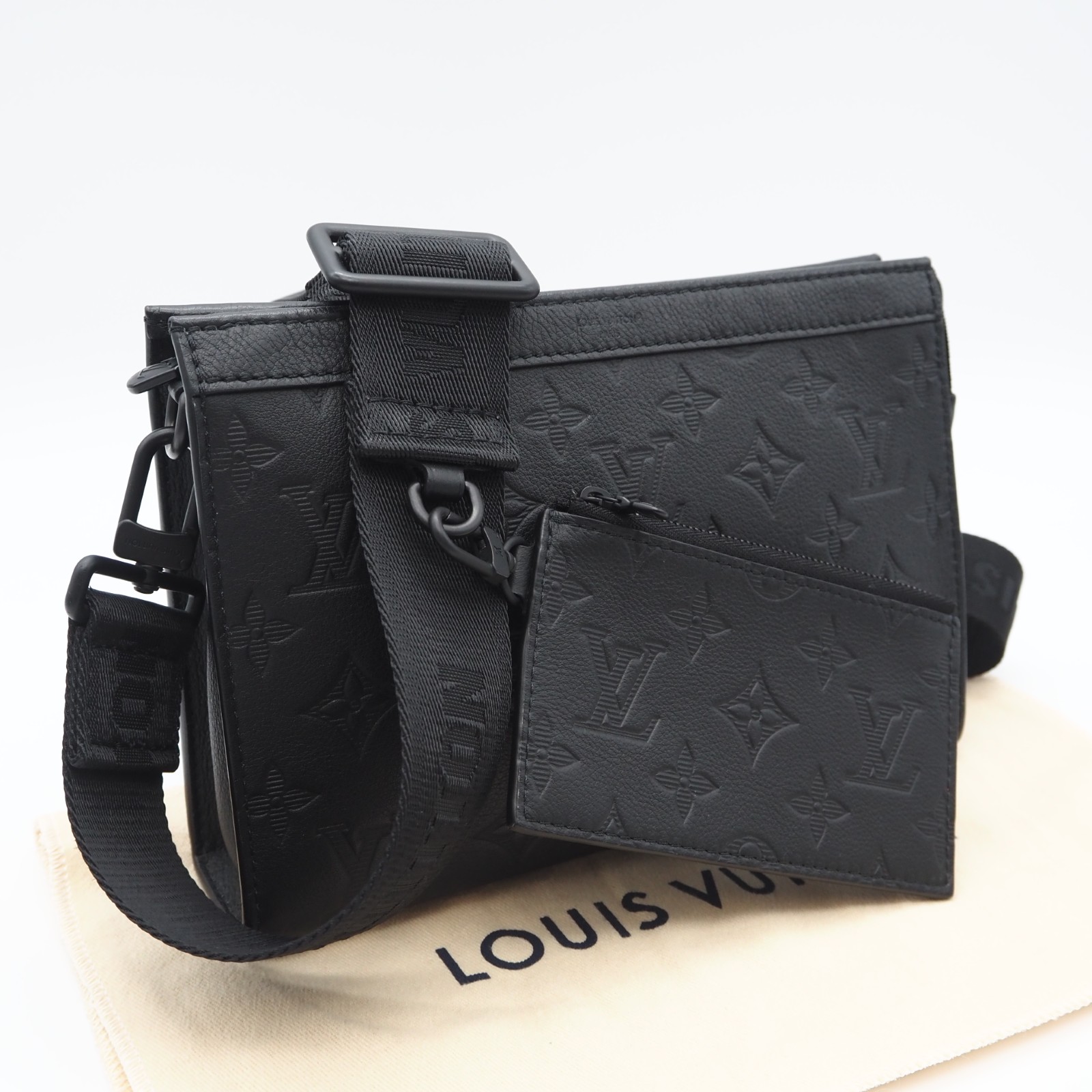 ★3日以内返品可★ 美品 LOUIS VUITTON ルイ・ヴィトン モノグラム 影ぼうし ガストン ウエアラブルウォレット M81115 2wayショルダーバッグ 黒いこと カーフレザー メンズ【中古】 バッグ-メンズバッグ