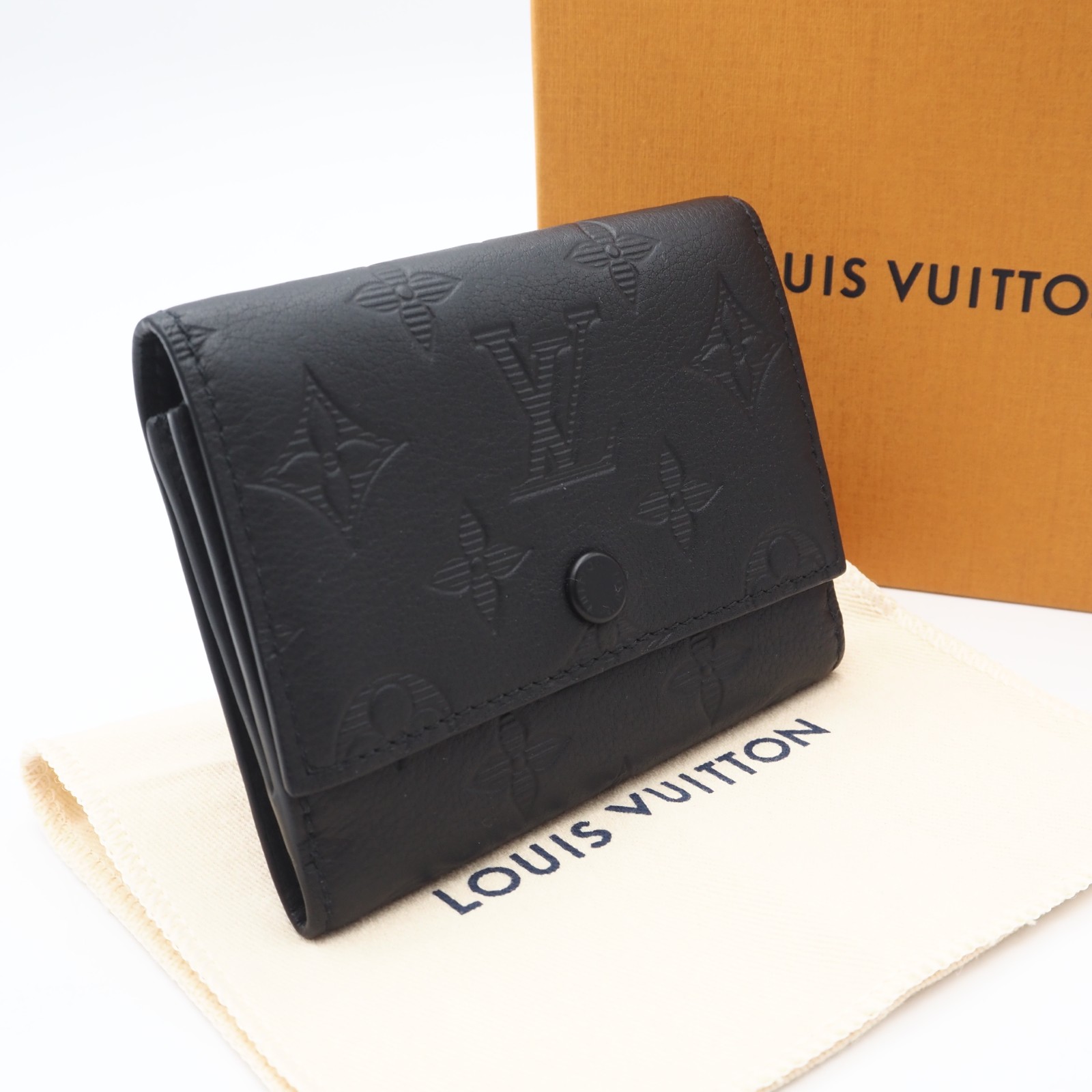 ★3日以内返品可★ 美品 LOUIS VUITTON ルイ・ヴィトン モノグラム シャドウ ヴィクター ウォレット M12635 三つ折り財布 ブラック カーフレザー メンズ【中古】