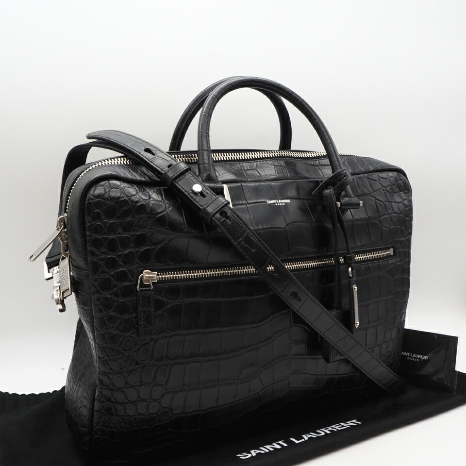 ★3日以内返品可★ 美品 SAINT LAURENT サンローラン なめし革 サック ド ワット秒 スープル ブリーフ入れもの 1656670 2way商行為御徒面子 黒いこと なめし革 レディース【中古】