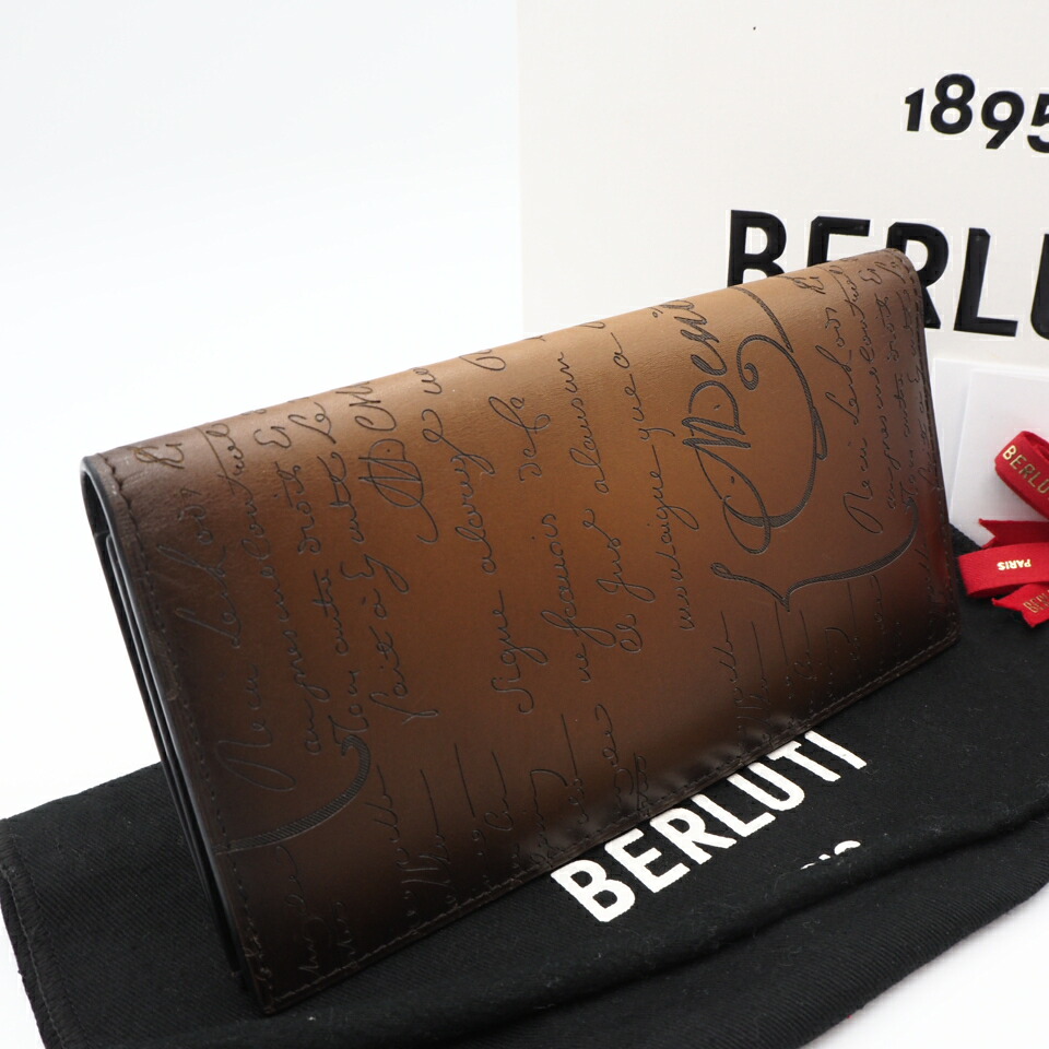 ★3日以内返品可★ 極美品 Berluti ベルルッティ ヴェネチア カーフレザー エスパス 下げ翼 ロングウォレット cacao intenso 235751 長紙入れ 赤銅色 黒いこと ヴェネチア カーフレザー メンズ【中古】
