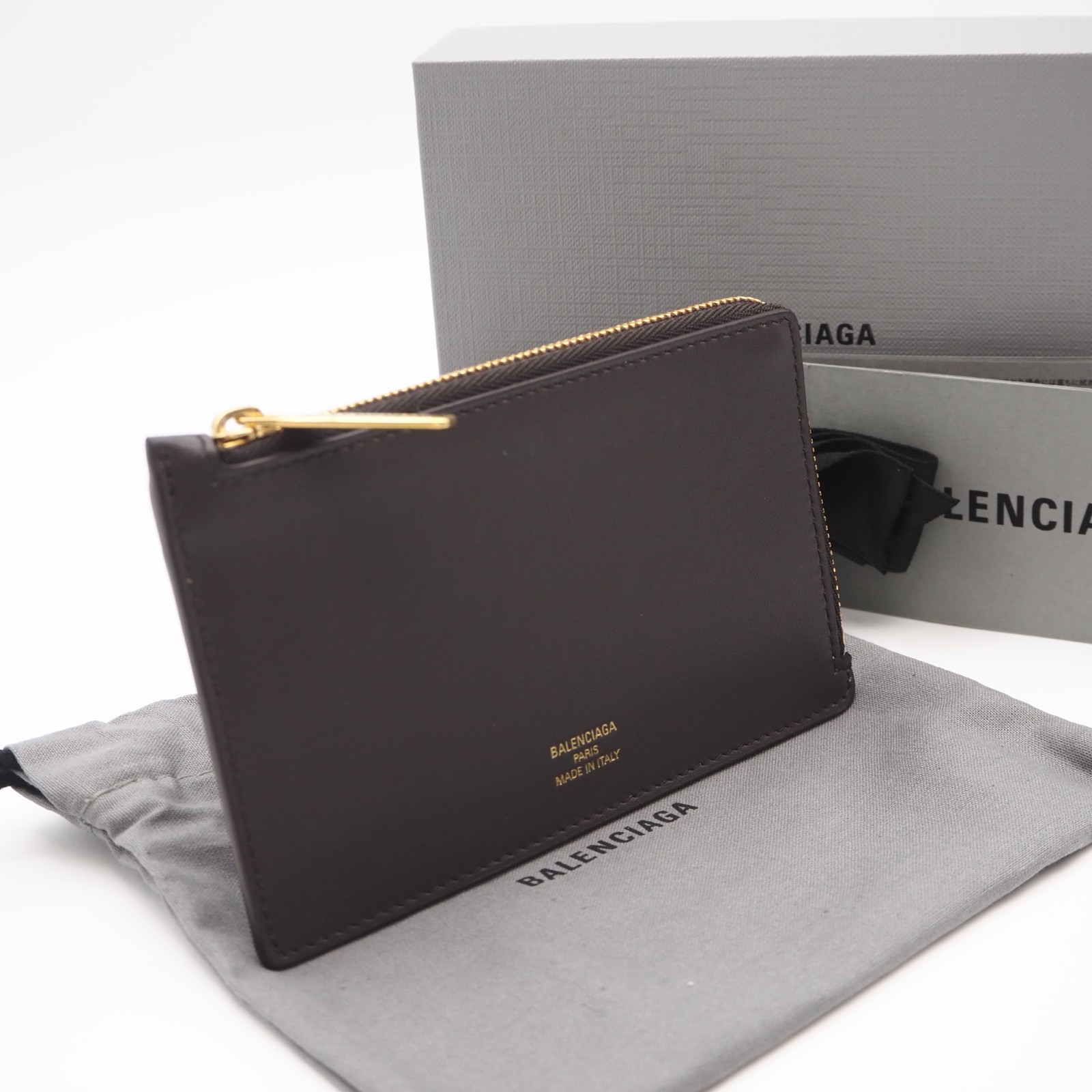 ★3日以内返品可★ 極美品 BALENCIAGA バレンシアガ なめし革 Ｌ字ファスナーフラグメントケース 736734 コインケース 赤銅色 黄色 カーフレザー メンズ【中古】