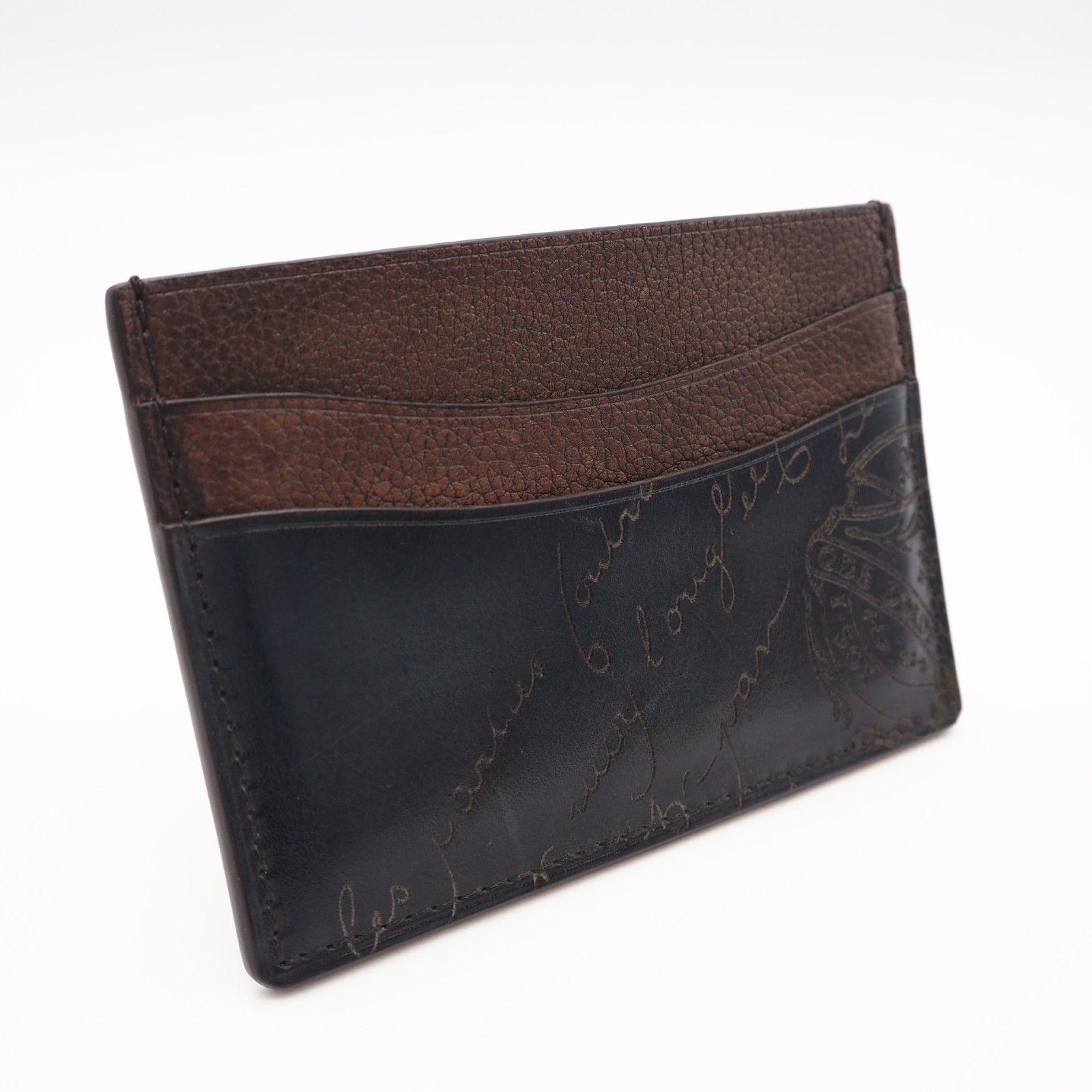 ★3日以内返品可★ 美品 Berluti ベルルッティ バンブー スクリットレザー 歌留多保持者 BAMBOU_NEO-JOUR_TANGRAM-V88 歌留多入れもの 米国海軍 赤銅色 カーフレザー メンズ【中古】