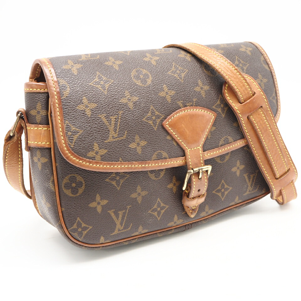 ★3日以内返品可★  LOUIS VUITTON ルイ・ヴィトン モノグラム 帆布 ソローニュ M42250 ショルダーバッグ 赤銅色 上塗り帆布 なめし革 レディース【中古】