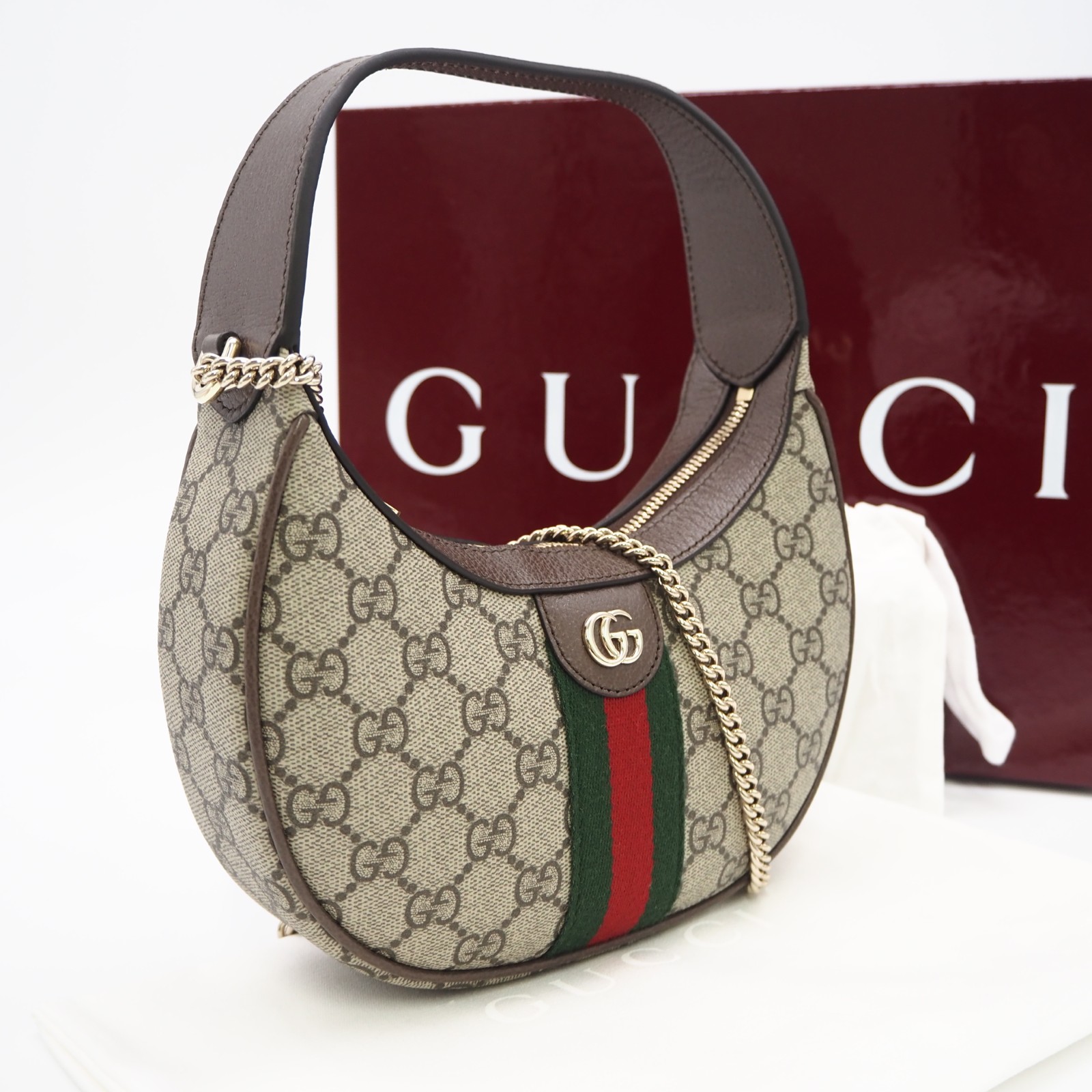 ★3日以内返品可★ 未当て嵌める GUCCI グッチ オフィディア GGスプリーム スモール ショルダーバッグ 838463 2wayハンドバック ベージュ 赤いこと 緑であること 上塗り帆布 なめし革 レディース【中古】
