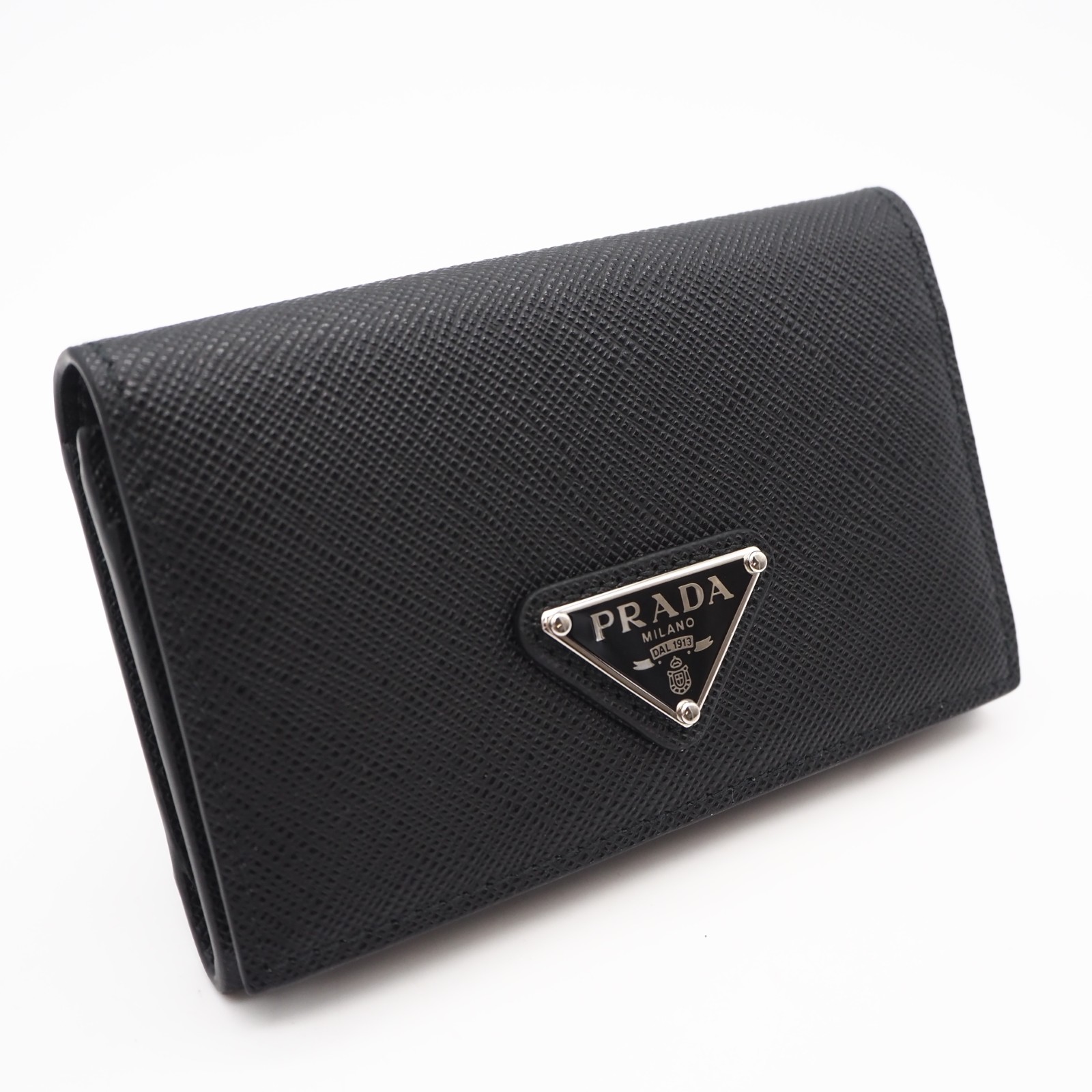 ★3日以内返品可★ 極美品 PRADA プラダ サフィアーノ ３角形 歌留多入れもの 1MC110 歌留多入れもの 黒いこと サフィアーノ メンズ【中古】