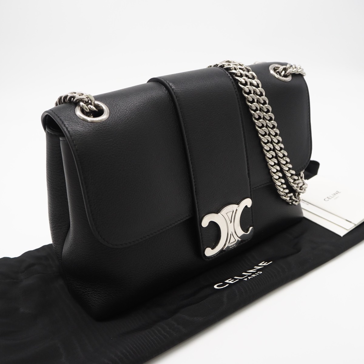 ★3日以内返品可★ 極美品 CELINE セリーヌ カーフスキン 並み並み ヴィクトワール 115853 ショルダーバッグ 黒いこと カーフレザー レディース【中古】