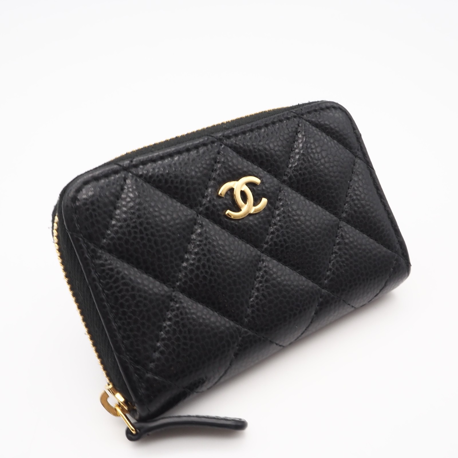 ★3日以内返品可★ 美品 CHANEL シャネル キャビアスキン クラシック ジップ コインパース AP0216 コインケース ブラック キャビアスキン レディース【中古】