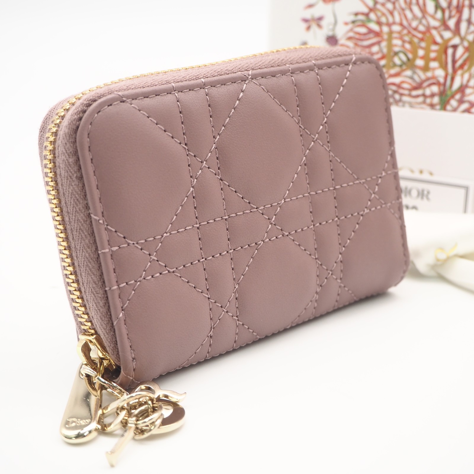 ★3日以内返品可★ 極美品 Christian Dior ディオール レディディオール カナージュ コインケース S0985ONMJ コインケース パープル 子ヒツジ人はだ レディース【中古】
