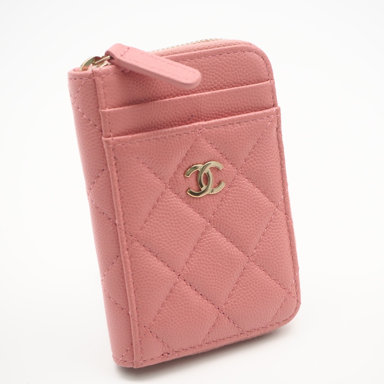 ★3日以内返品可★ 美品 CHANEL シャネル マトラッセ 古典派音楽 ジップ 鋳貨金入れ AP1650 コインケース さくら色 キャビアひと肌 レディース【中古】