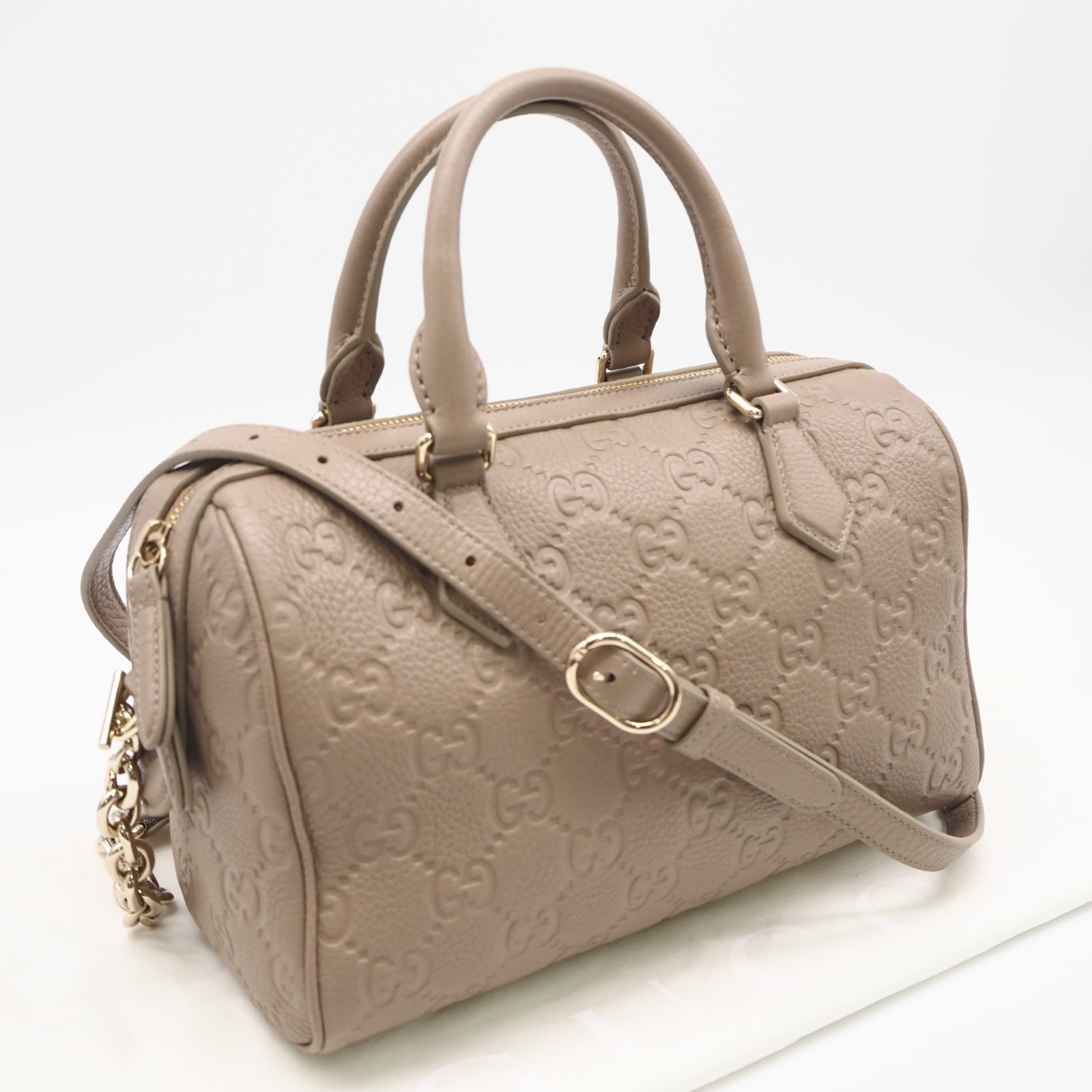 ★3日以内返品可★ 極美品 GUCCI グッチ GG旗幟 スモール いの一番手持ち部分御徒面子 815255 2wayハンドバック ベージュ なめし革 レディース【中古】