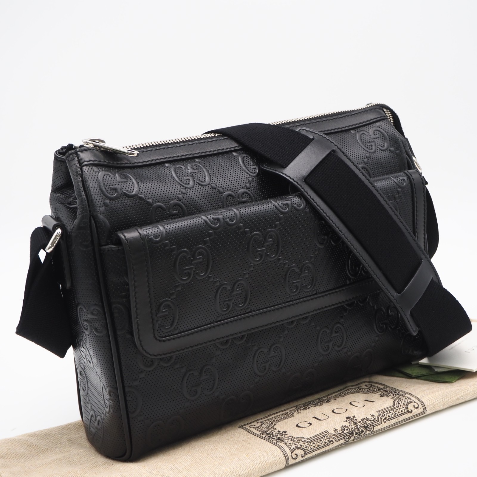 ★3日以内返品可★ 美品 GUCCI グッチ GGエン雇い主 ショルダーバッグ 658565 ショルダーバッグ 黒いこと なめし革 メンズ【中古】