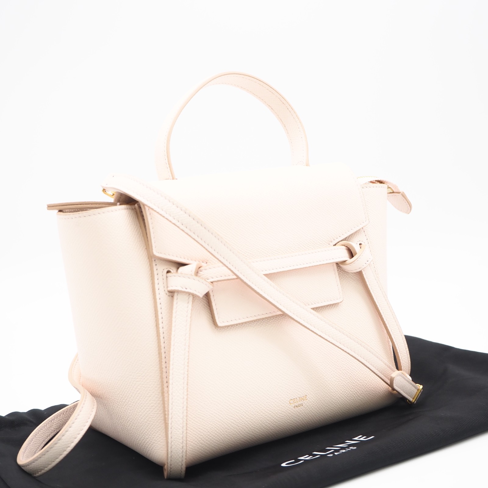 ★3日以内返品可★ 美品 CELINE セリーヌ カーフスキン ナノ 三尺帯御徒面子 189003ZVA 2wayハンドバック さくら色 カーフレザー レディース【中古】