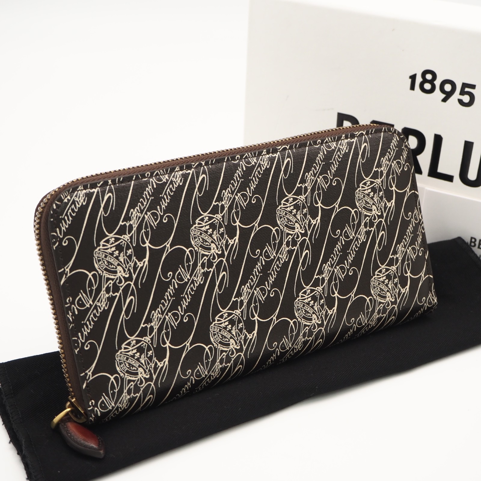 ★3日以内返品可★ 極美品 Berluti ベルルッティ トワル マルブフ イタウバ ロングジップウォレット E0214 長金入れ 赤銅色 皮膚軟化剤 カーフレザー メンズ【中古】