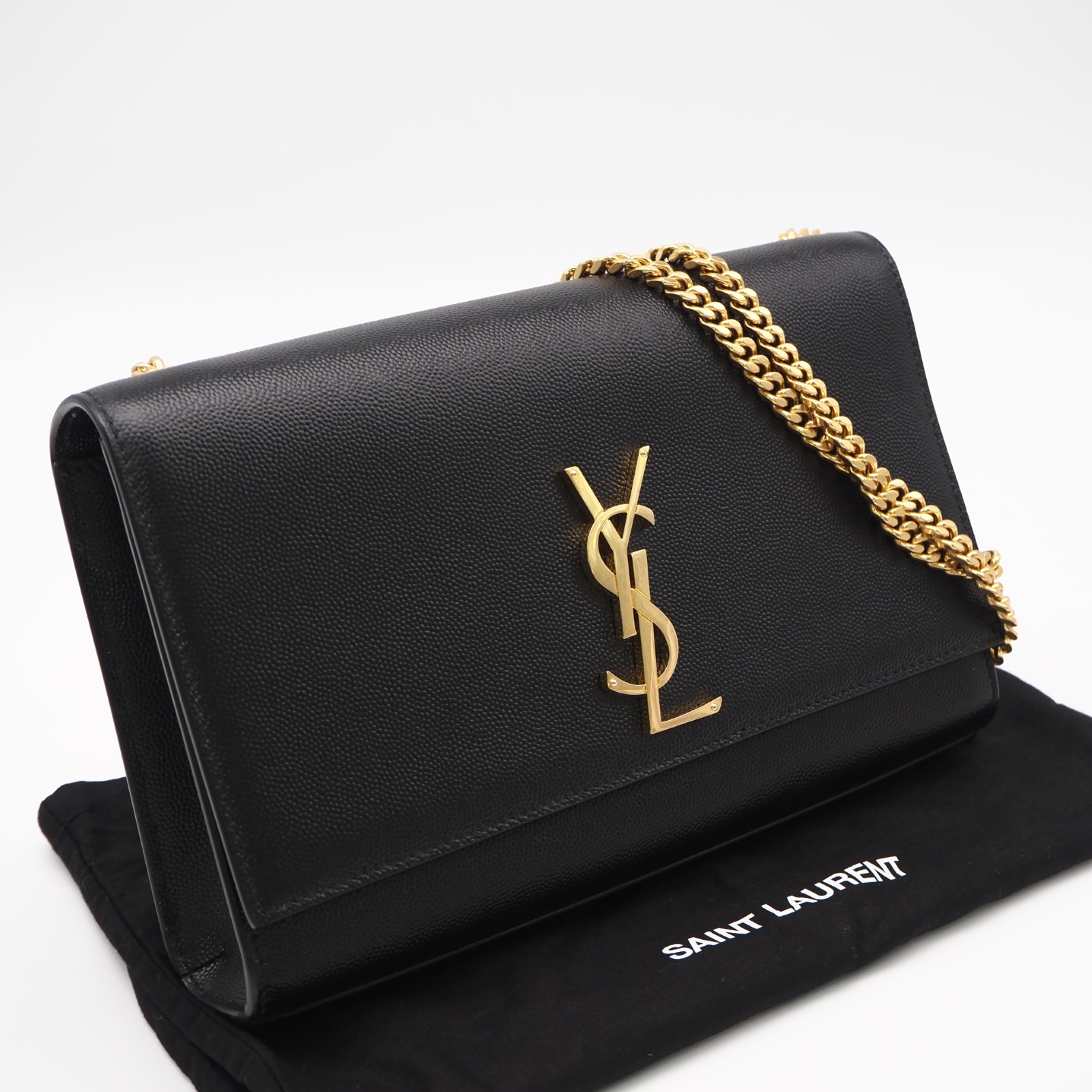 ★3日以内返品可★ 極美品 SAINT LAURENT PARIS サンローランパリ 禾穀類 ド プードレザー ケイト 並み並み 364021 ショルダーバッグ 黒いこと グレインレザー レディース【中古】