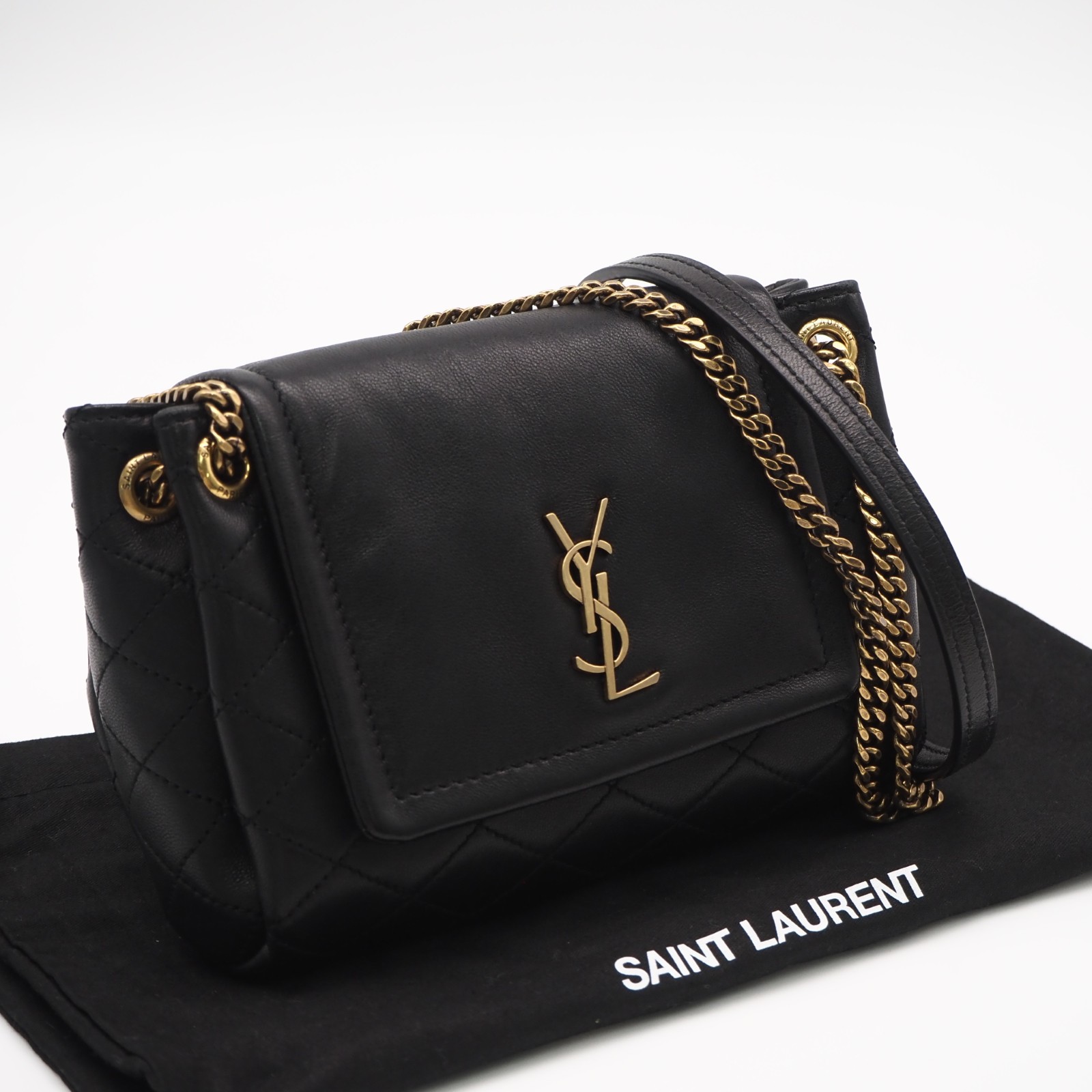 ★3日以内返品可★ 美品 SAINT LAURENT PARIS サンローランパリ 子ヒツジ人はだ ノリータ ミニ 672738 ショルダーバッグ 黒いこと 子ヒツジ人はだ レディース【中古】