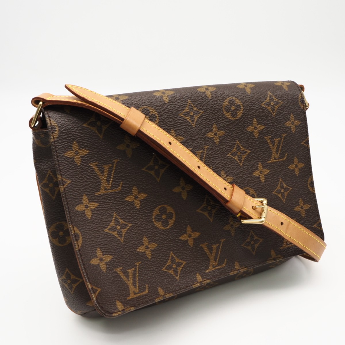 ★3日以内返品可★  LOUIS VUITTON ルイ・ヴィトン モノグラム ミュゼット アルゼンチンタンゴ M51257 ショルダーバッグ 赤銅色 上塗り帆布 なめし革 レディース【中古】