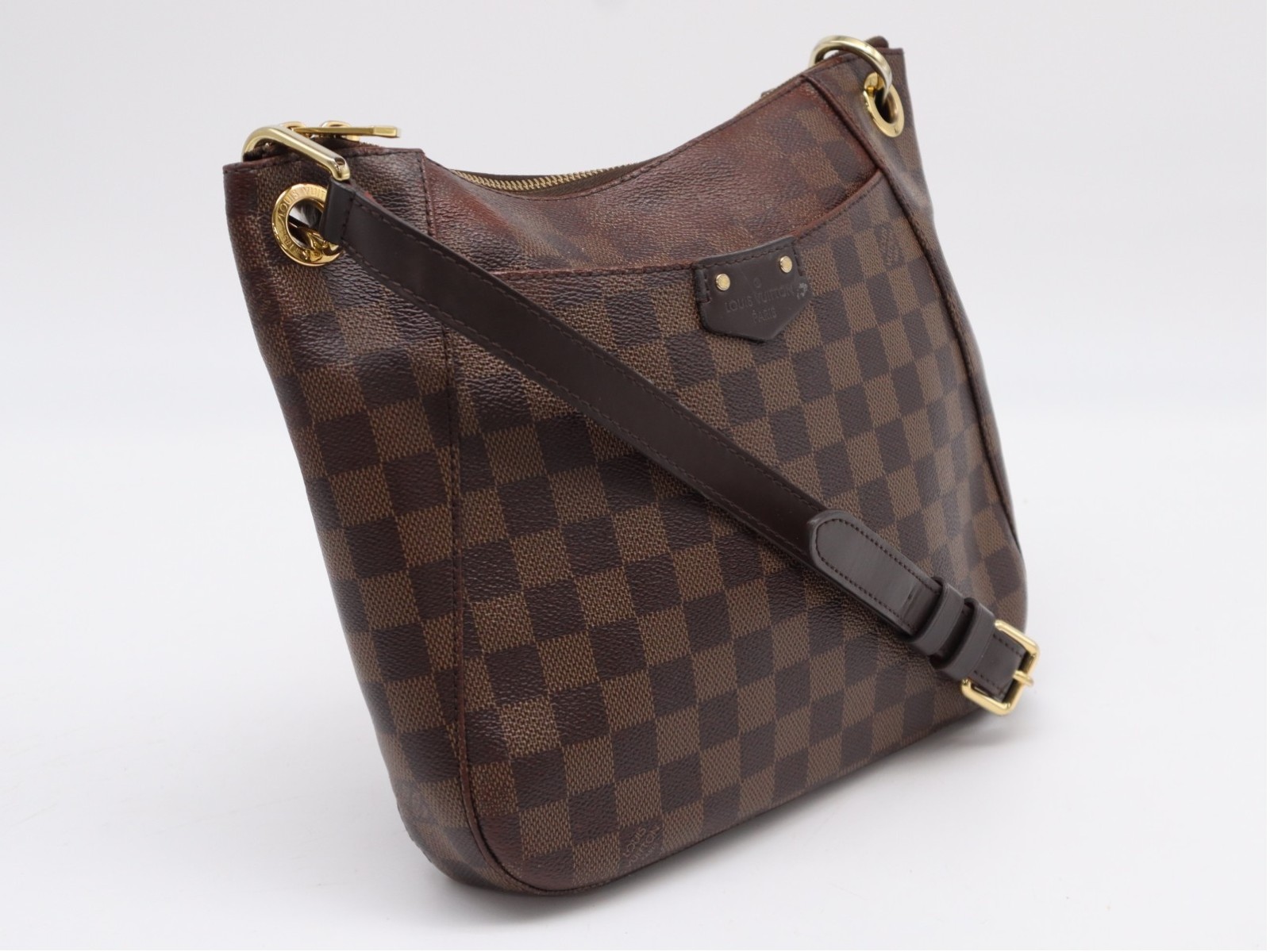 ★3日以内返品可★  LOUIS VUITTON ルイ・ヴィトン ダミエ サウス預金金融機関 N42230 ショルダーバッグ 赤銅色 上塗り帆布 なめし革 メンズ【中古】