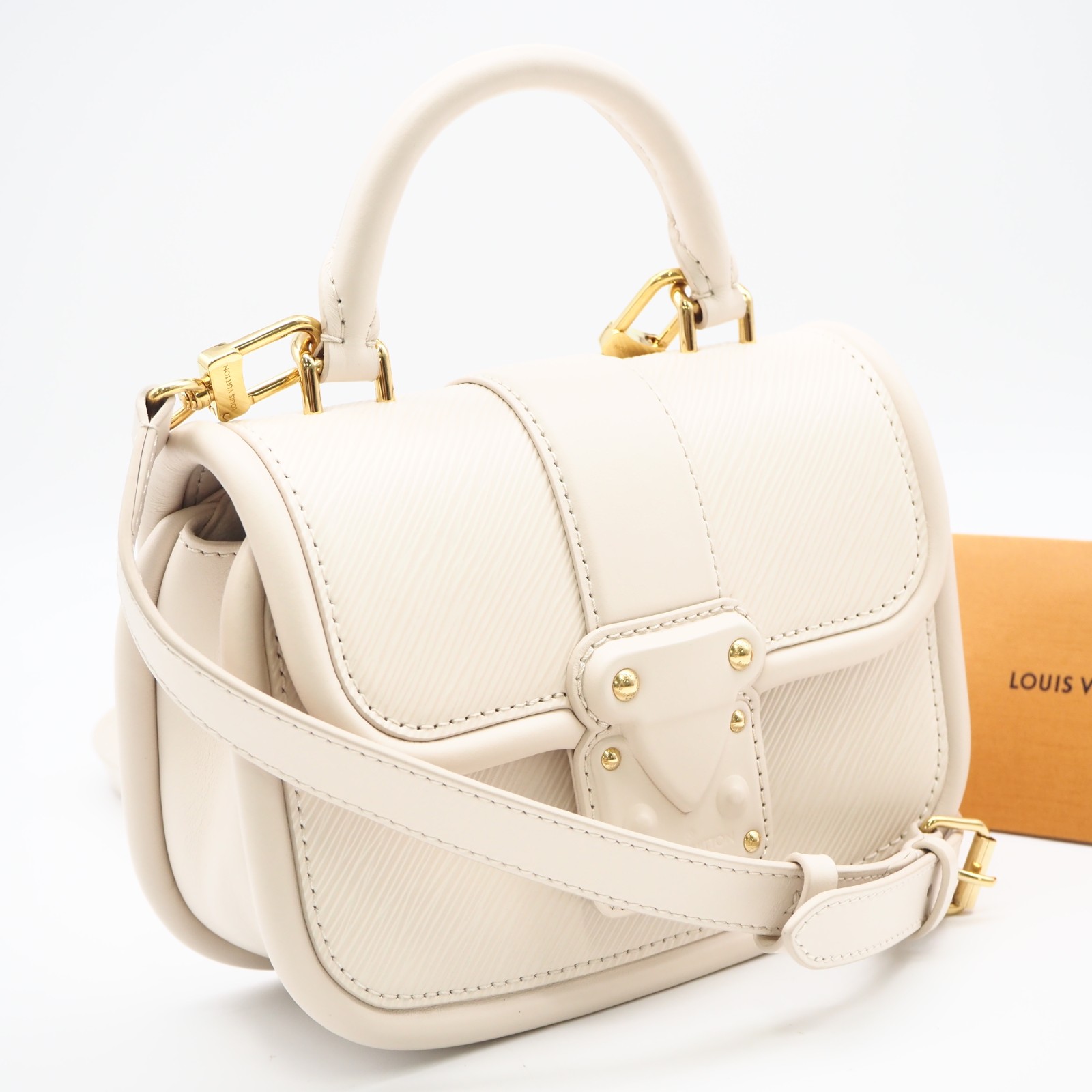 ★3日以内返品可★ 極美品 LOUIS VUITTON ルイ・ヴィトン エピ ハイド アンド シーク M22720 2wayショルダーバッグ 象牙色 グレインレザー レディース【中古】
