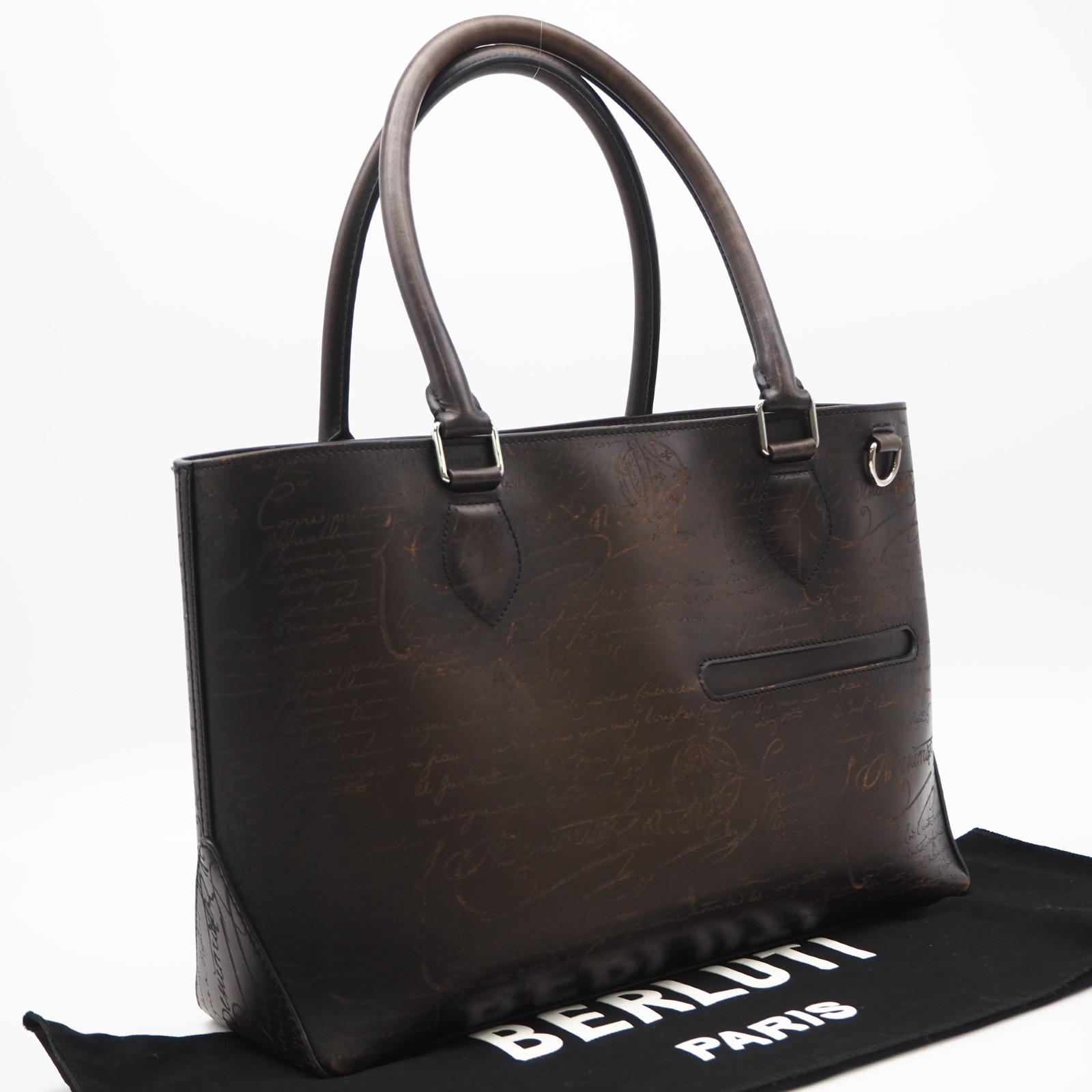 ★3日以内返品可★ 美品 Berluti ベルルッティ なめし革 トゥジュール トートバッグ A2007356 ハンドバック 赤銅色 黒いこと カーフレザー メンズ【中古】