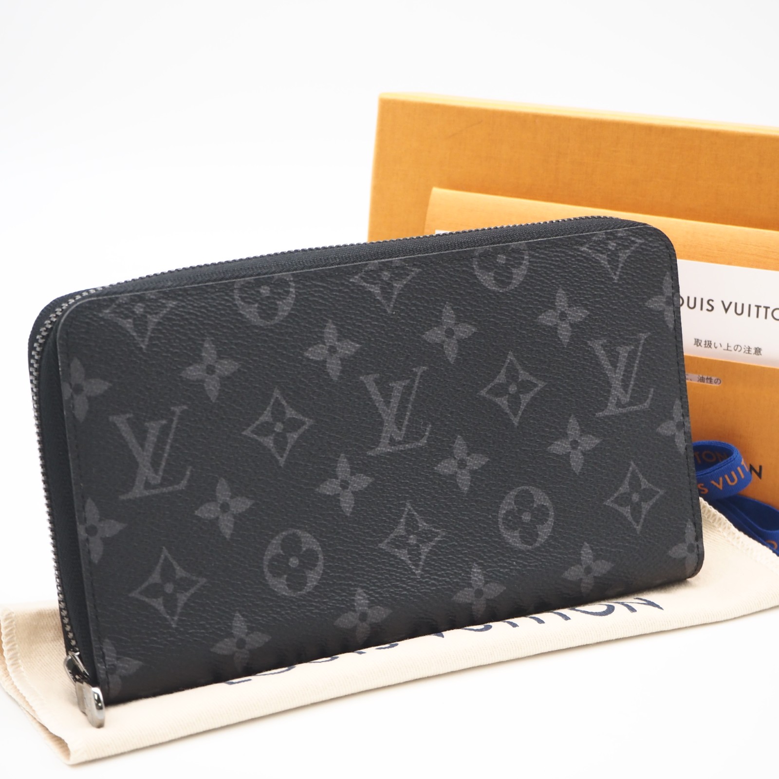 ★3日以内返品可★ 美品 LOUIS VUITTON ルイ・ヴィトン モノグラム 星食 ジッピーオーガナイザー M82081 長札入れ 黒いこと 薄墨色 上塗り帆布 なめし革 メンズ【中古】