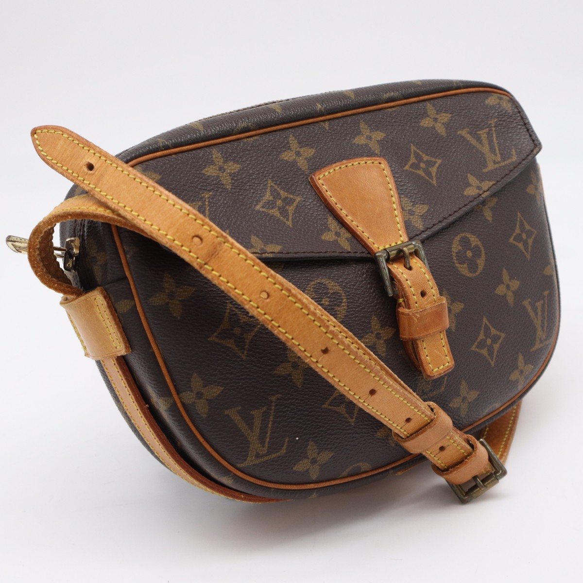 ★3日以内返品可★  LOUIS VUITTON ルイ・ヴィトン モノグラム ジュヌフィーユPM M51227 ショルダーバッグ 赤銅色 上塗り帆布 なめし革 レディース【中古】