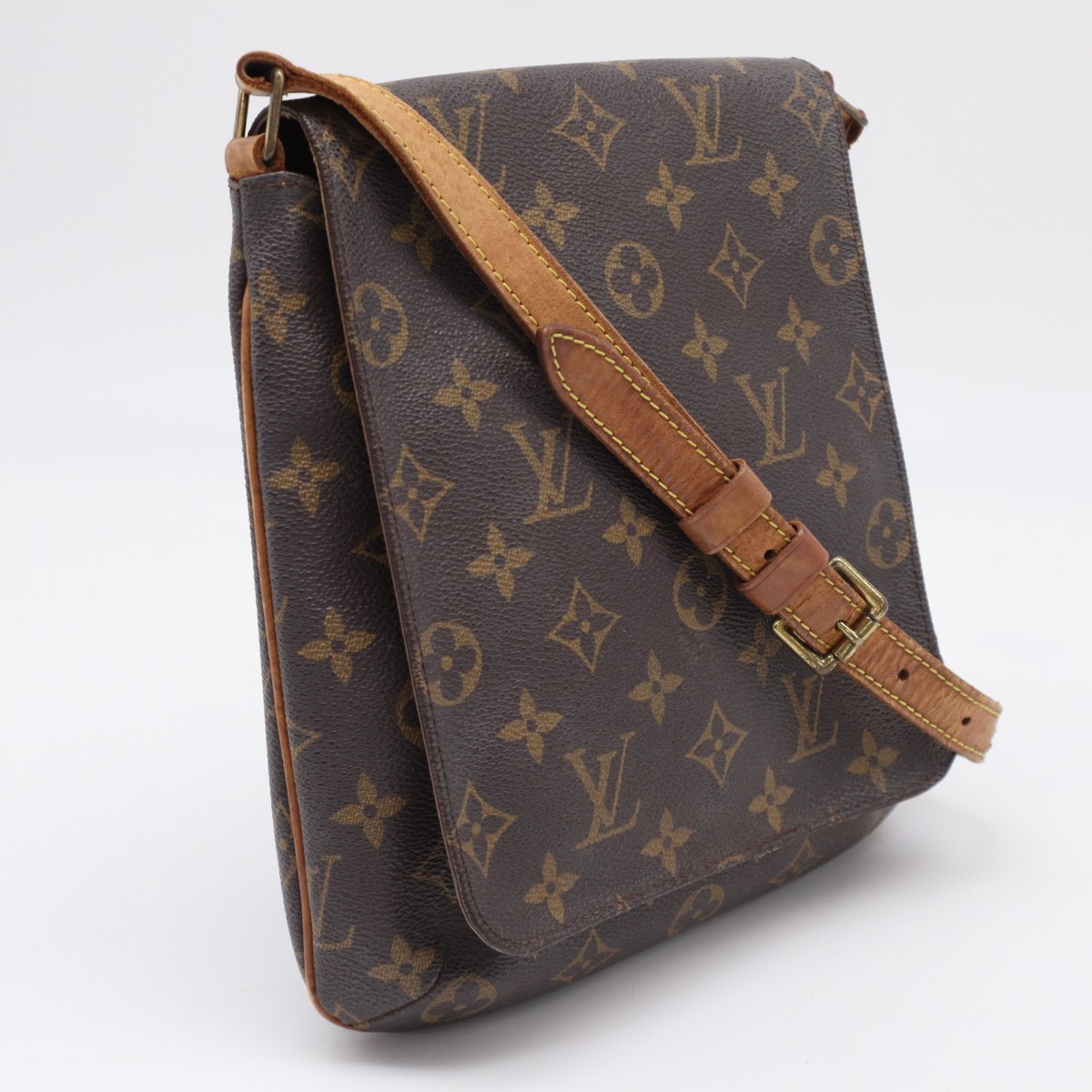 ★3日以内返品可★  LOUIS VUITTON ルイ・ヴィトン モノグラム ミュゼット サルサ 遊撃手 M51258 ショルダーバッグ 赤銅色 上塗り帆布 なめし革 レディース【中古】