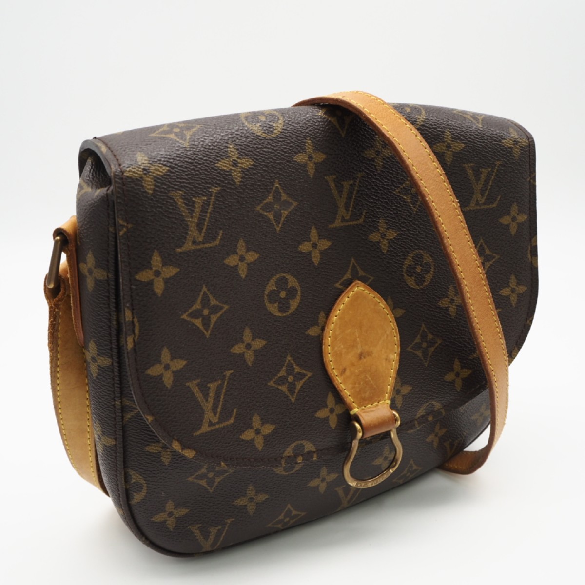 ★3日以内返品可★  LOUIS VUITTON ルイ・ヴィトン モノグラム 帆布 サンクルーGM M51242 ショルダーバッグ 赤銅色 上塗り帆布 なめし革 レディース【中古】