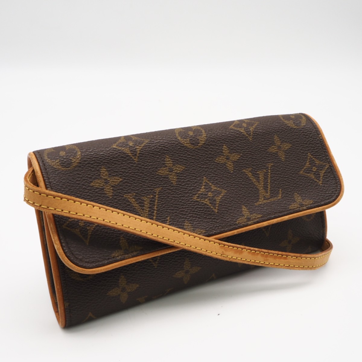 ★3日以内返品可★  LOUIS VUITTON ルイ・ヴィトン モノグラム ポシェット ツインPM M51854 ショルダーバッグ 赤銅色 上塗り帆布 なめし革 レディース【中古】