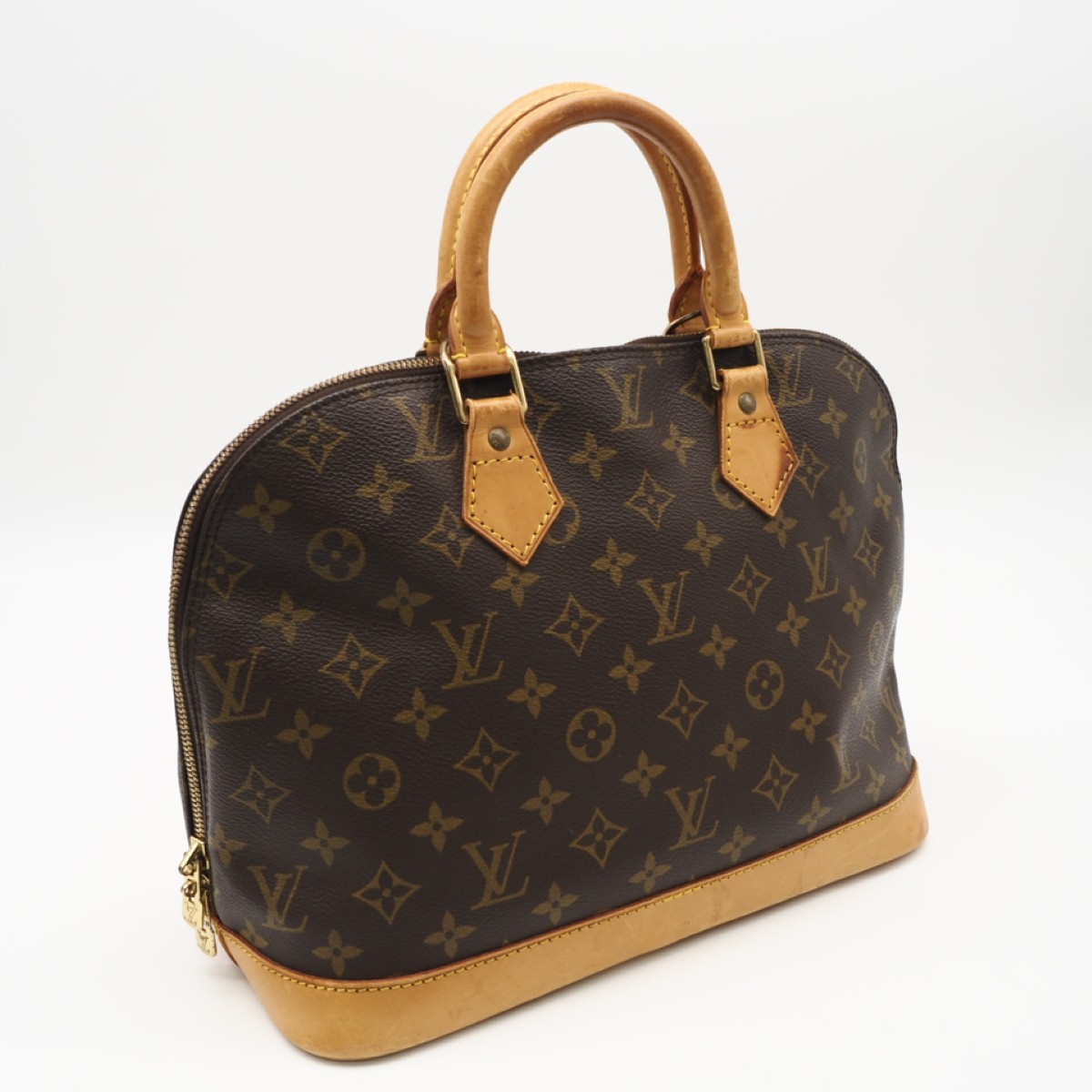 ★3日以内返品可★  LOUIS VUITTON ルイ・ヴィトン モノグラム 帆布 アルマPM M51130 ハンドバック 黒いこと 上塗り帆布 なめし革 レディース【中古】