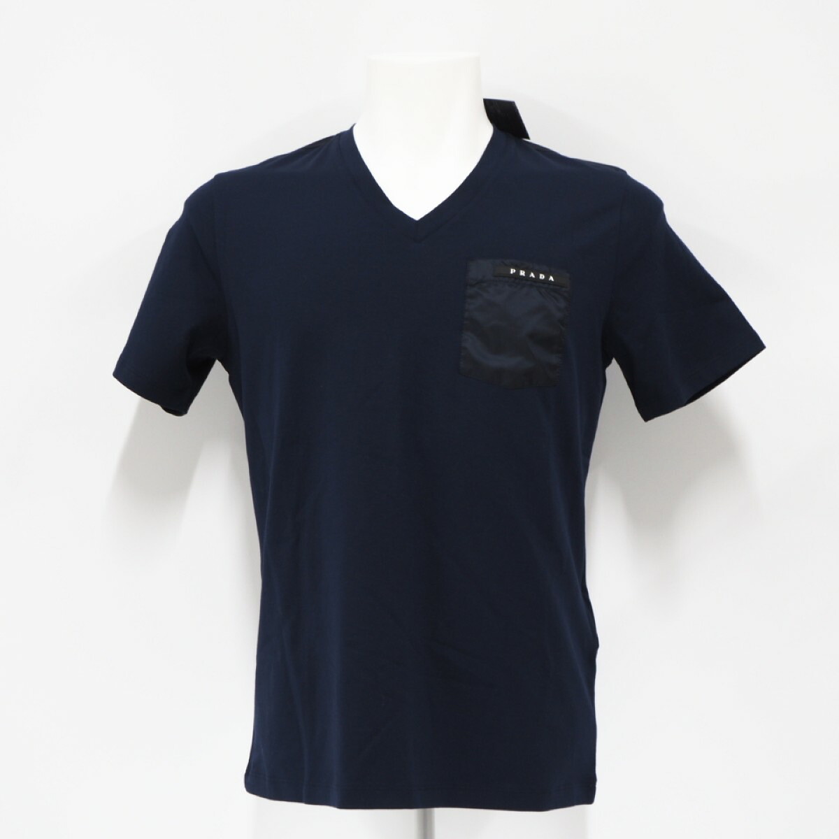 ★3日以内返品可★ 未当て嵌める PRADA プラダ 天然ゴムロゴタイプ 半袖ティーシャツ S SJN251 半袖プルオーバー 米国海軍 綿織物 ナイロン メンズ【中古】