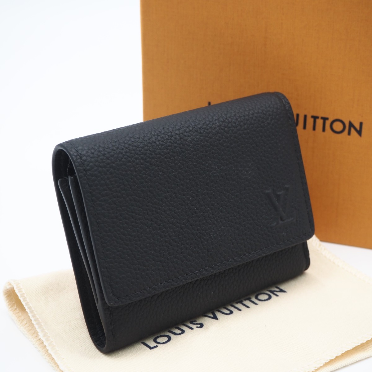 ★3日以内返品可★ 極美品 LOUIS VUITTON ルイ・ヴィトン LV アエログラム ヴィクターウォレット ノワール M26250 三つ折り札入れ 黒いこと カーフレザー メンズ【中古】