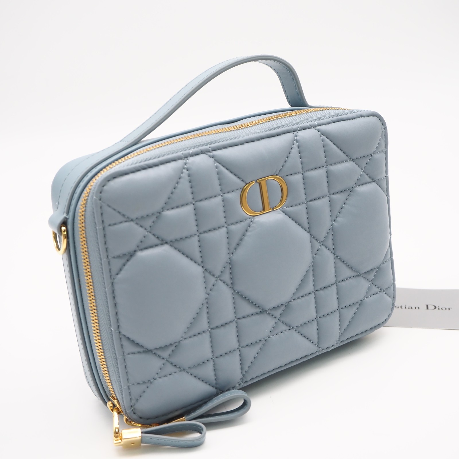 ★3日以内返品可★ 極美品 Christian Dior ディオール なめし革 クリスチャンディオール カロ ボックス席御徒面子 S5140UNGX ハンドバック 青碧 カーフレザー レディース【中古】