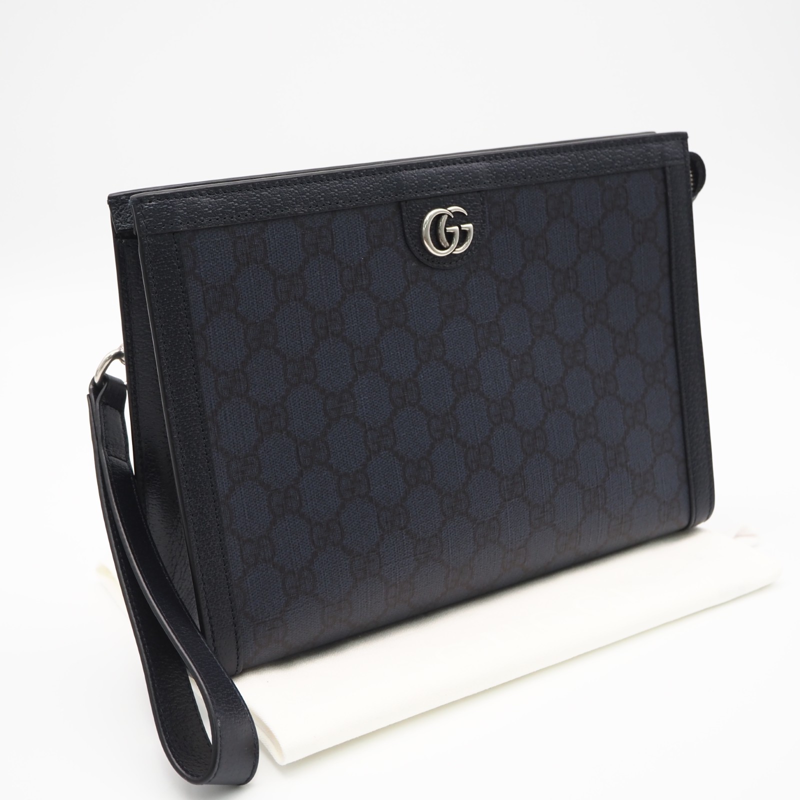 ★3日以内返品可★ 美品 GUCCI グッチ GGスプリーム クラッチバッグ 760243 クラッチバッグ ネイビー コーティングキャンバス レザー メンズ【中古】｜リユースショップ BICLOCK